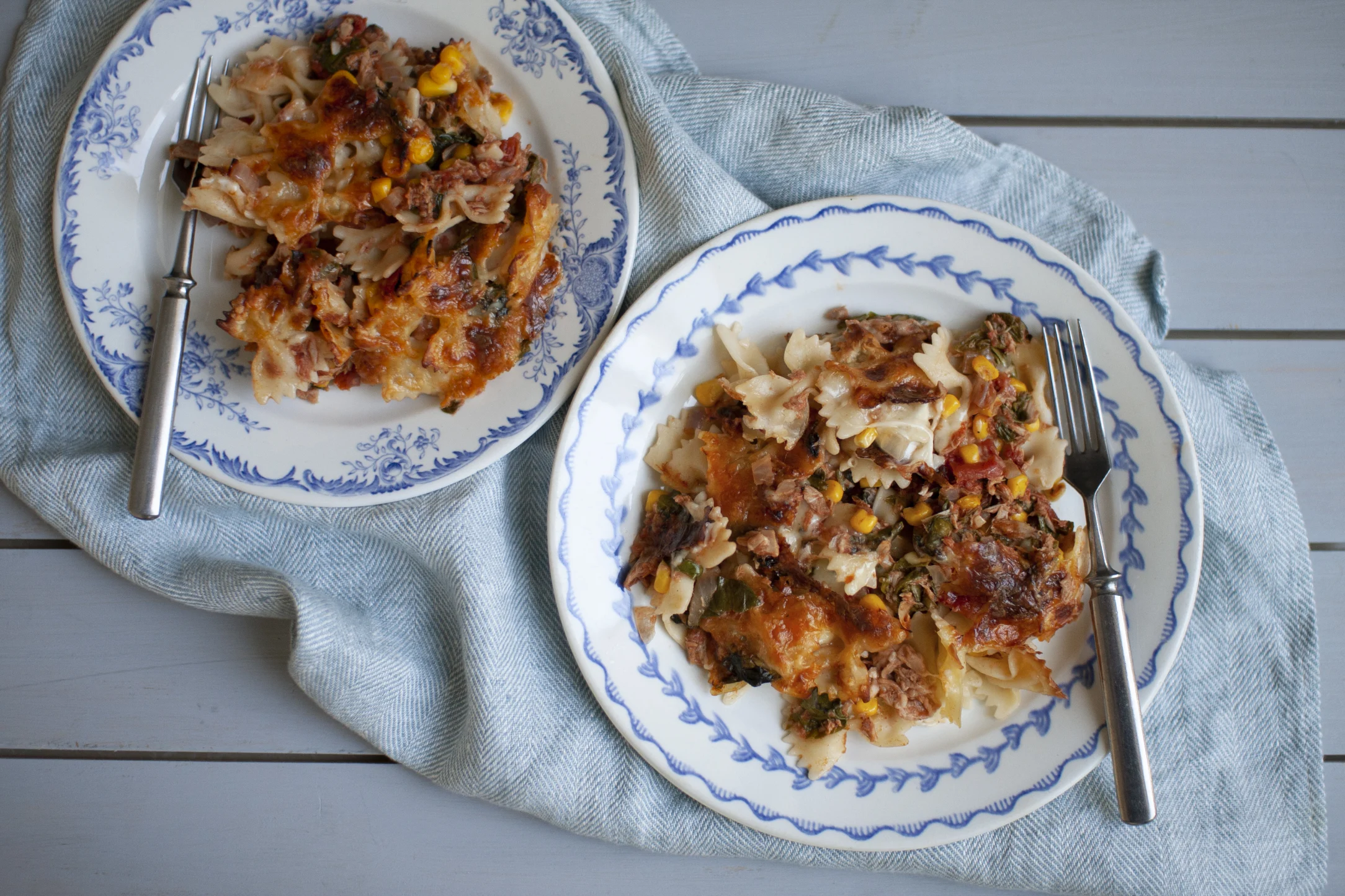 Tuna Pasta Bake with Spinach and Mozzarella