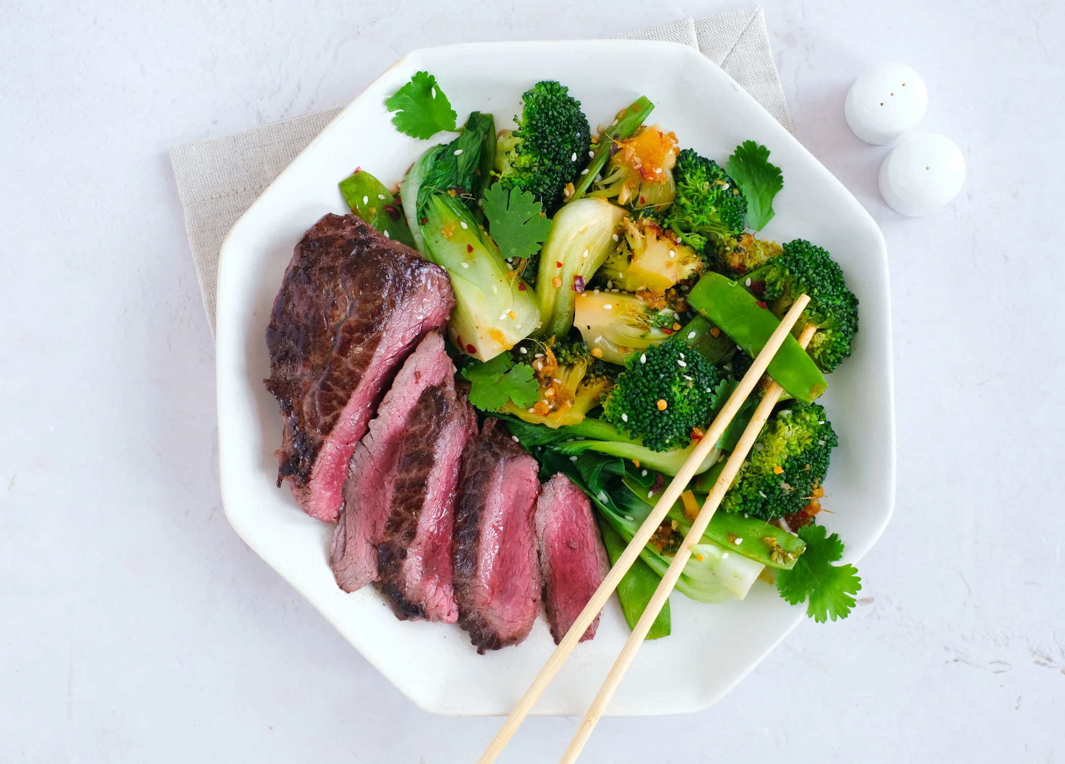 Steak with Spicy Greens Stir-Fry