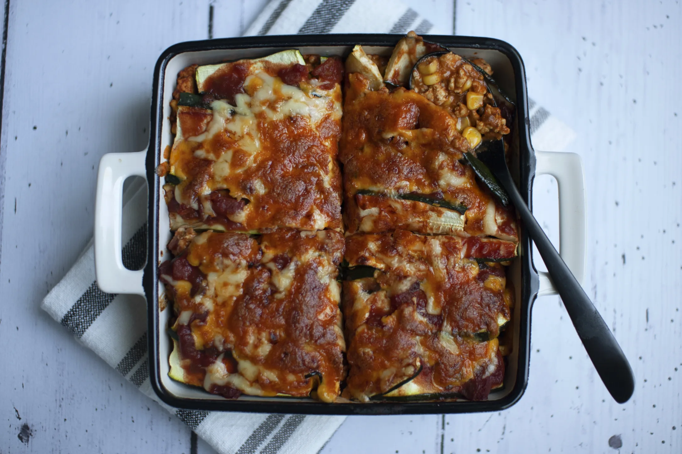 Low Carb Chicken and Zucchini "Tortilla" Lasagna