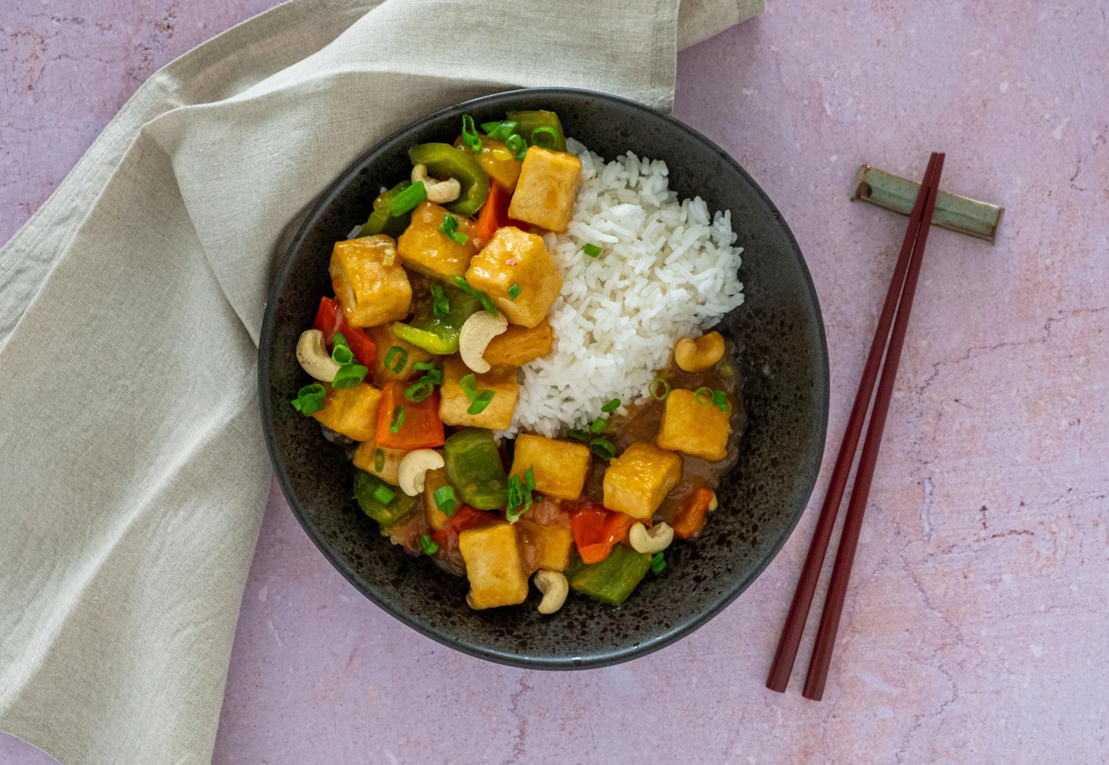 Sweet and Sour Tofu with Jasmine Rice