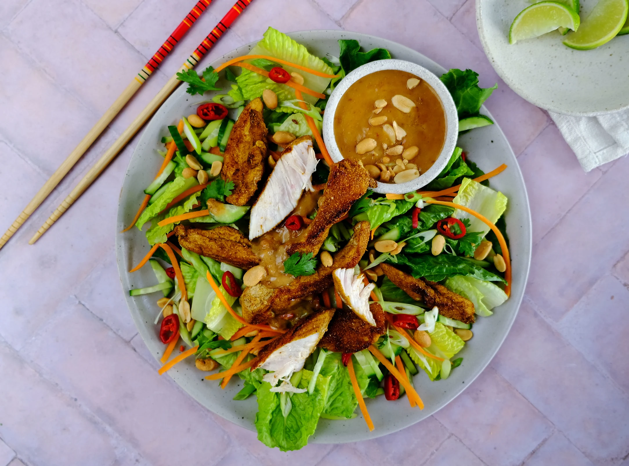 Chicken Satay Salad with Peanuts and Carrot