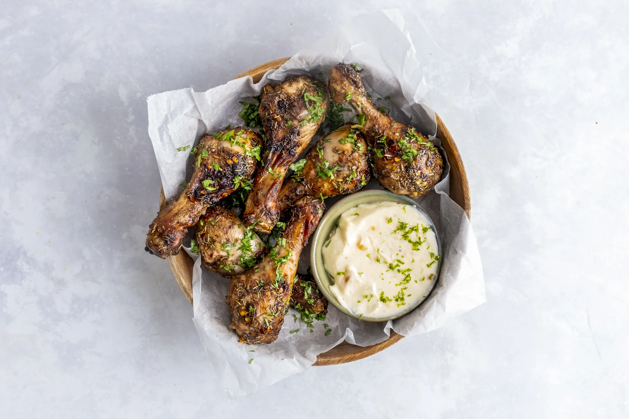 Jerk Chicken Drumsticks with Creamy Pineapple Dip