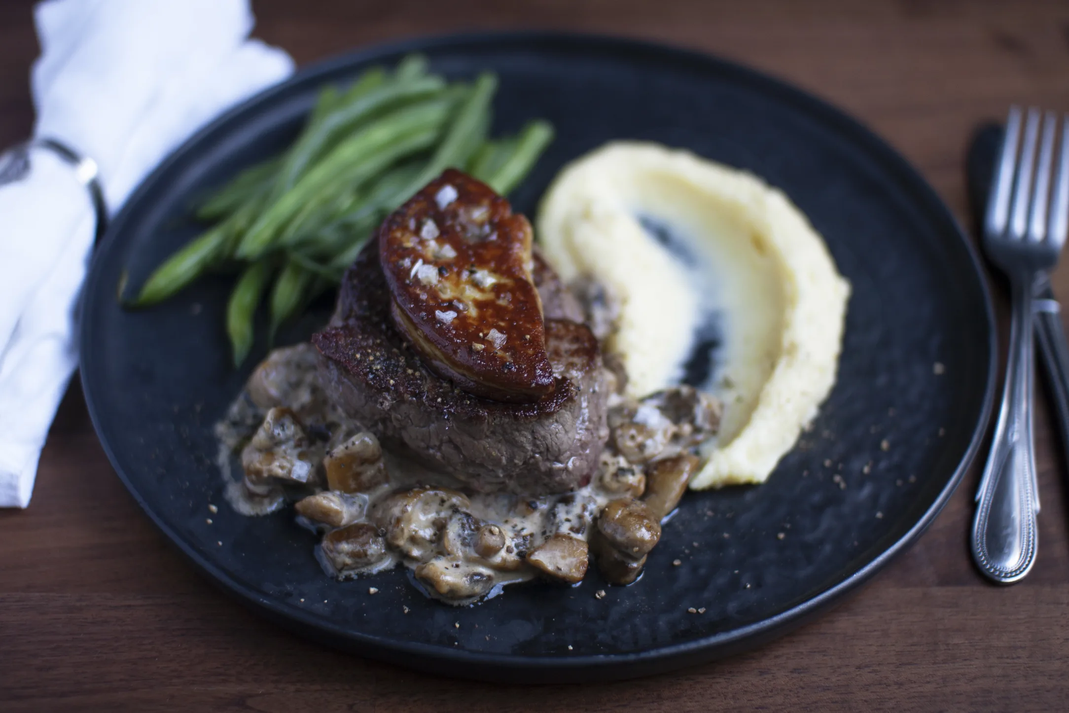 New Year’s Fillet and Foie Gras Steak with Creamy Mushrooms