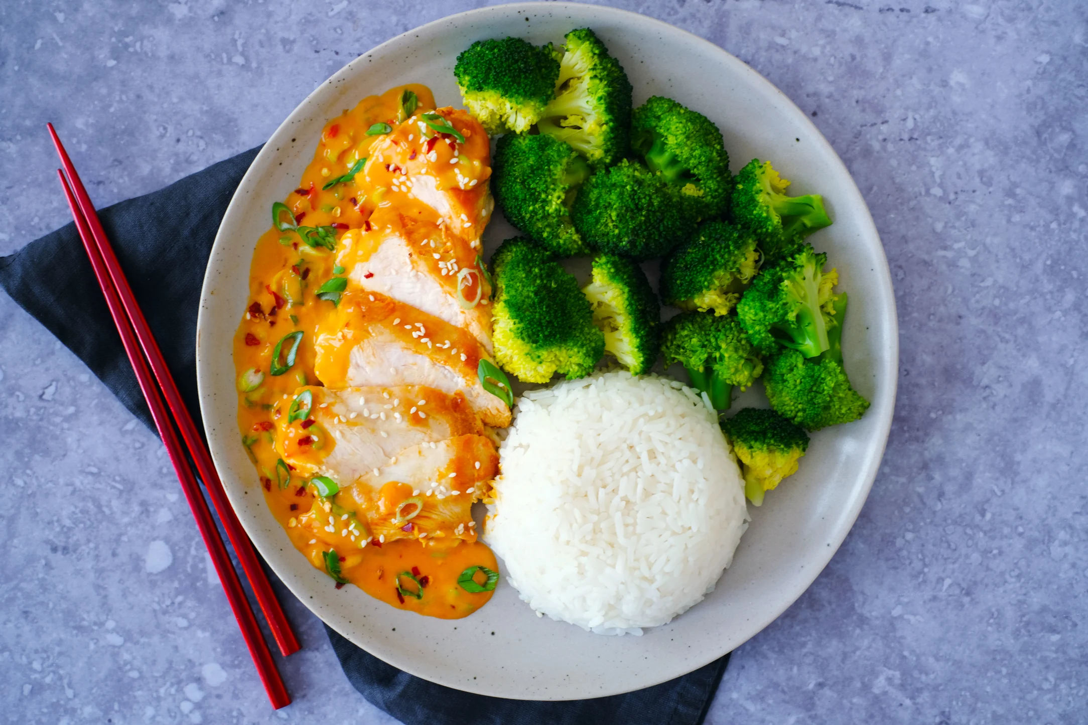 Firecracker Mayo Chicken with Broccoli and Rice