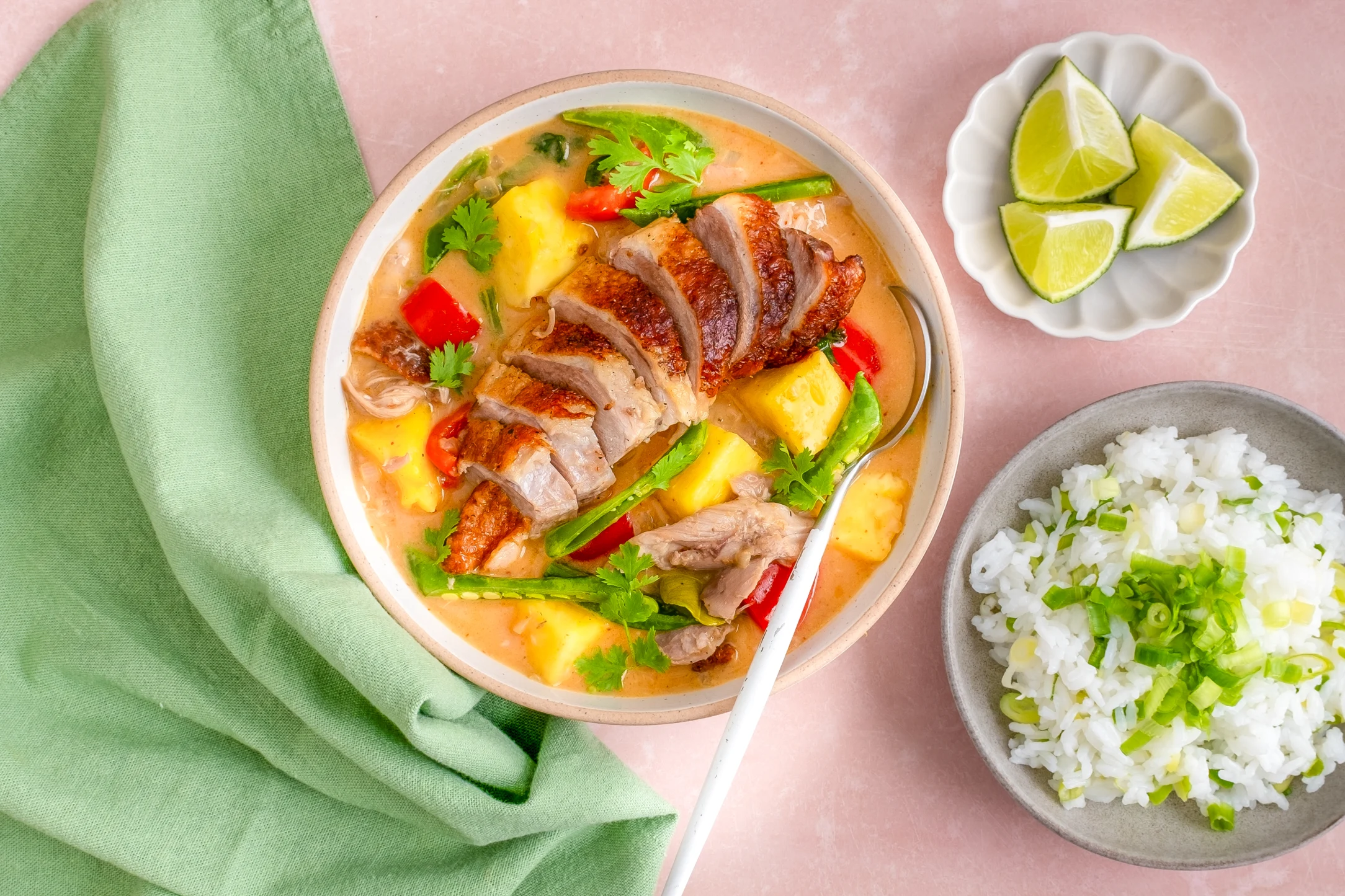 Roasted Duck Thai Red Curry with Spring Onion Rice
