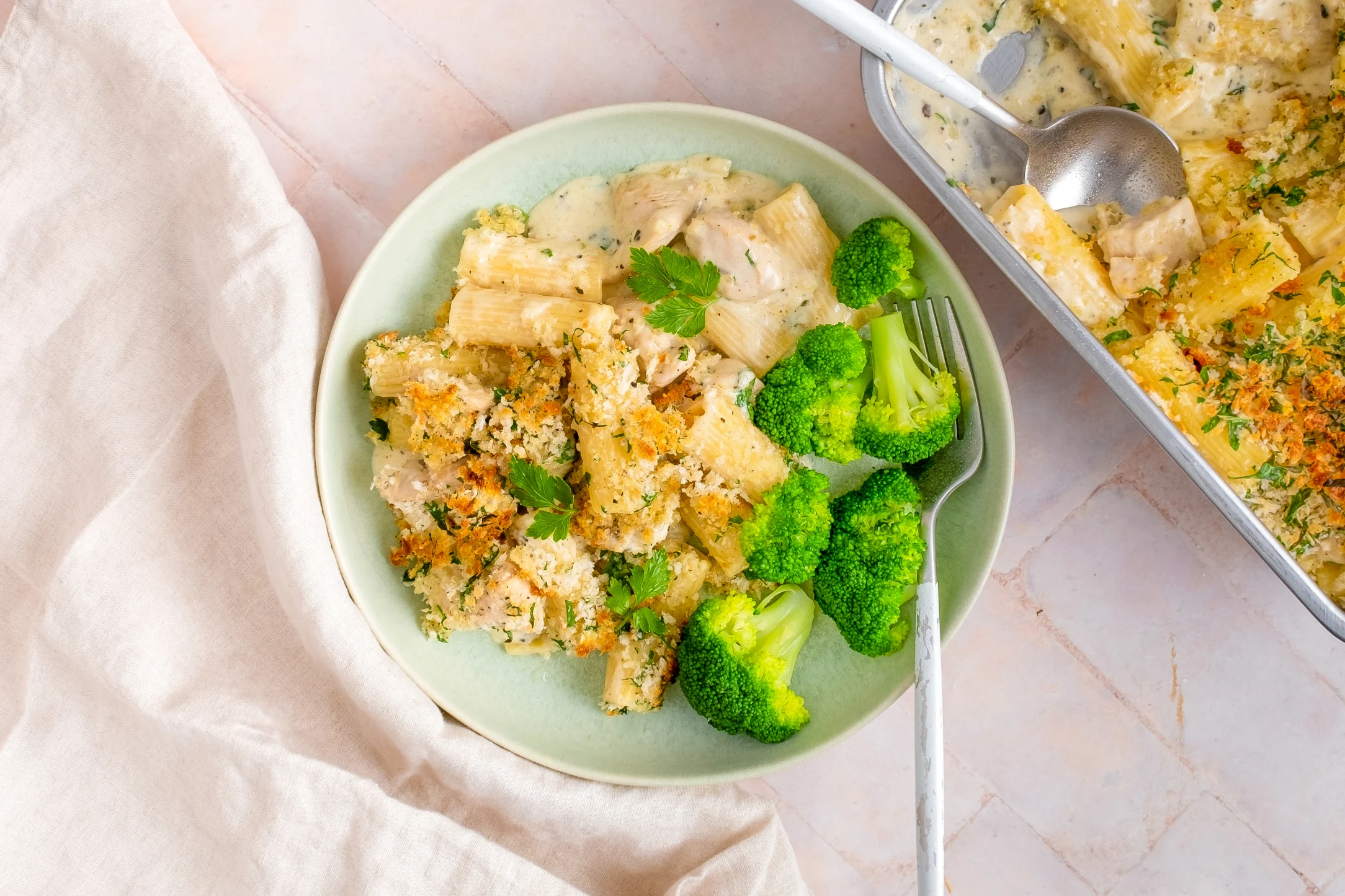 Chicken Kiev Pasta Bake with Broccoli