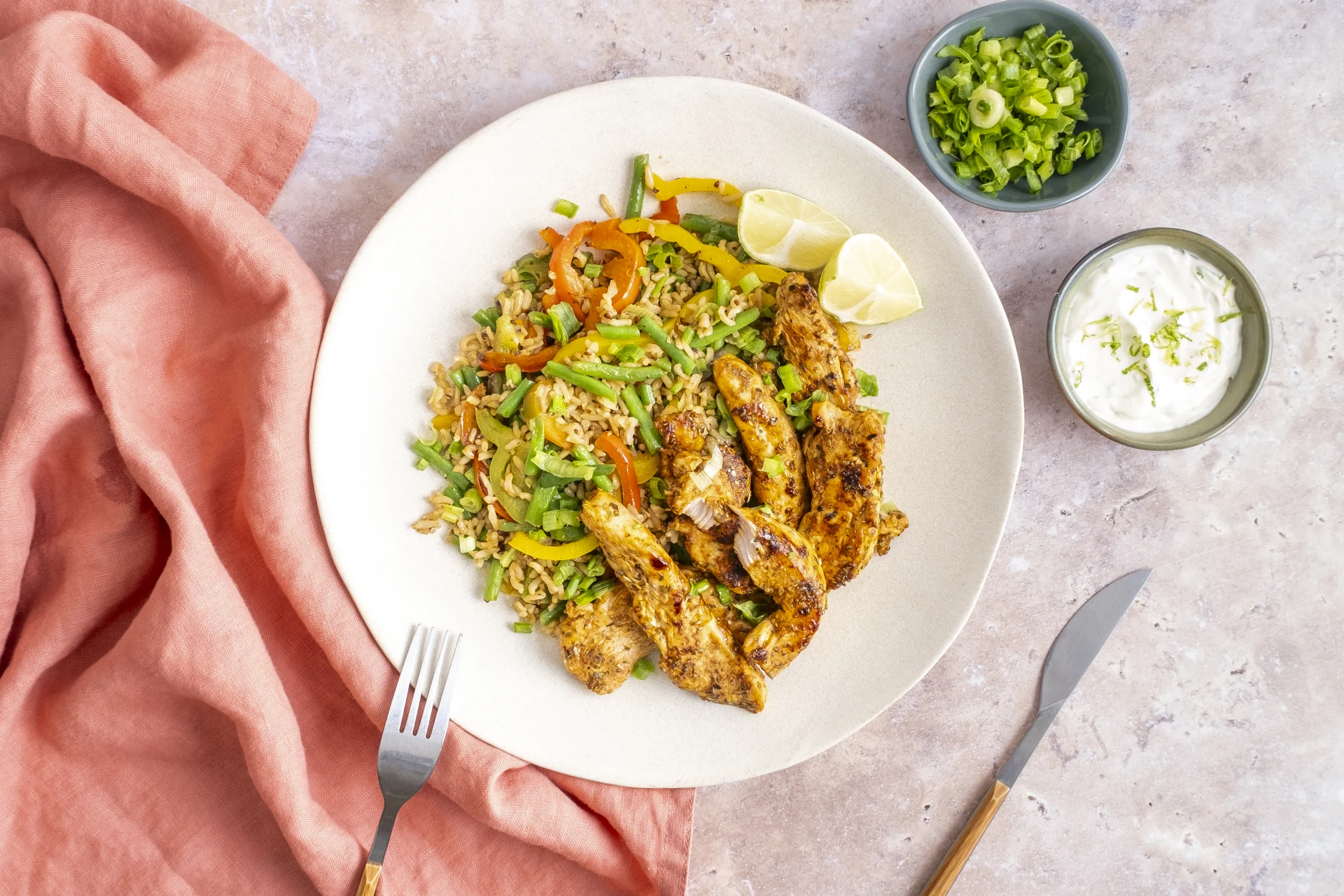 Express: Cajun Chicken, Veg Rice and Lime Sour Cream with Pre-prepped Ingredients