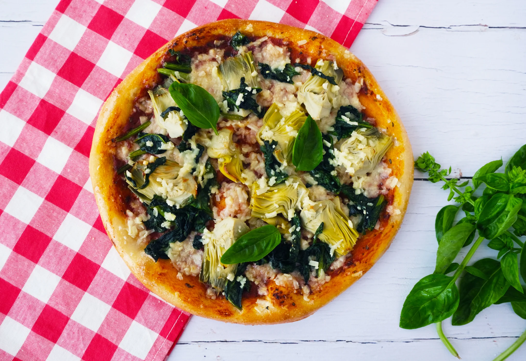 Vegan Artichoke and Spinach Pizza