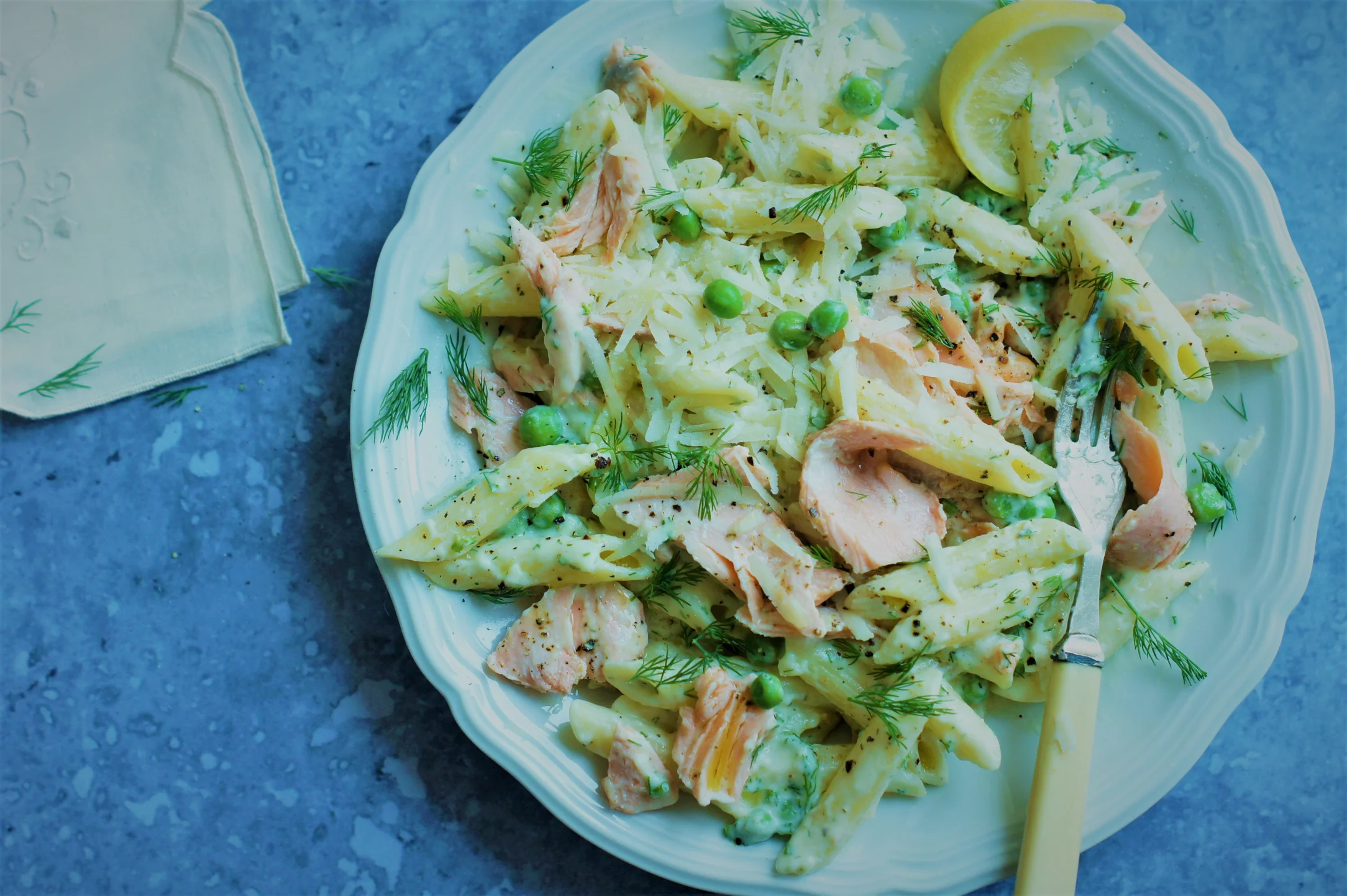 Creamy Salmon and Green Pea Pasta