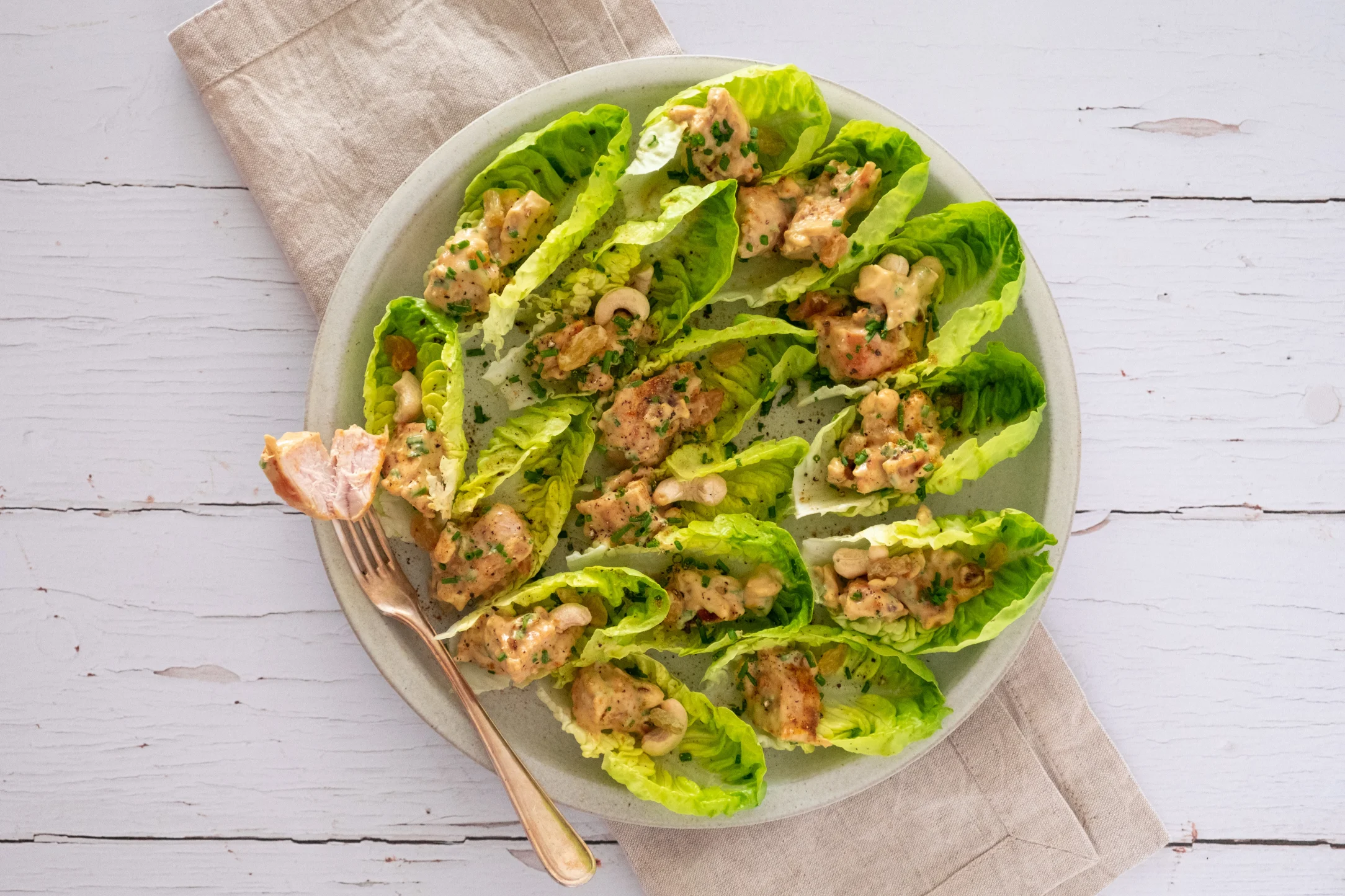 Creamy Curried Chicken Salad with Crunchy Lettuce