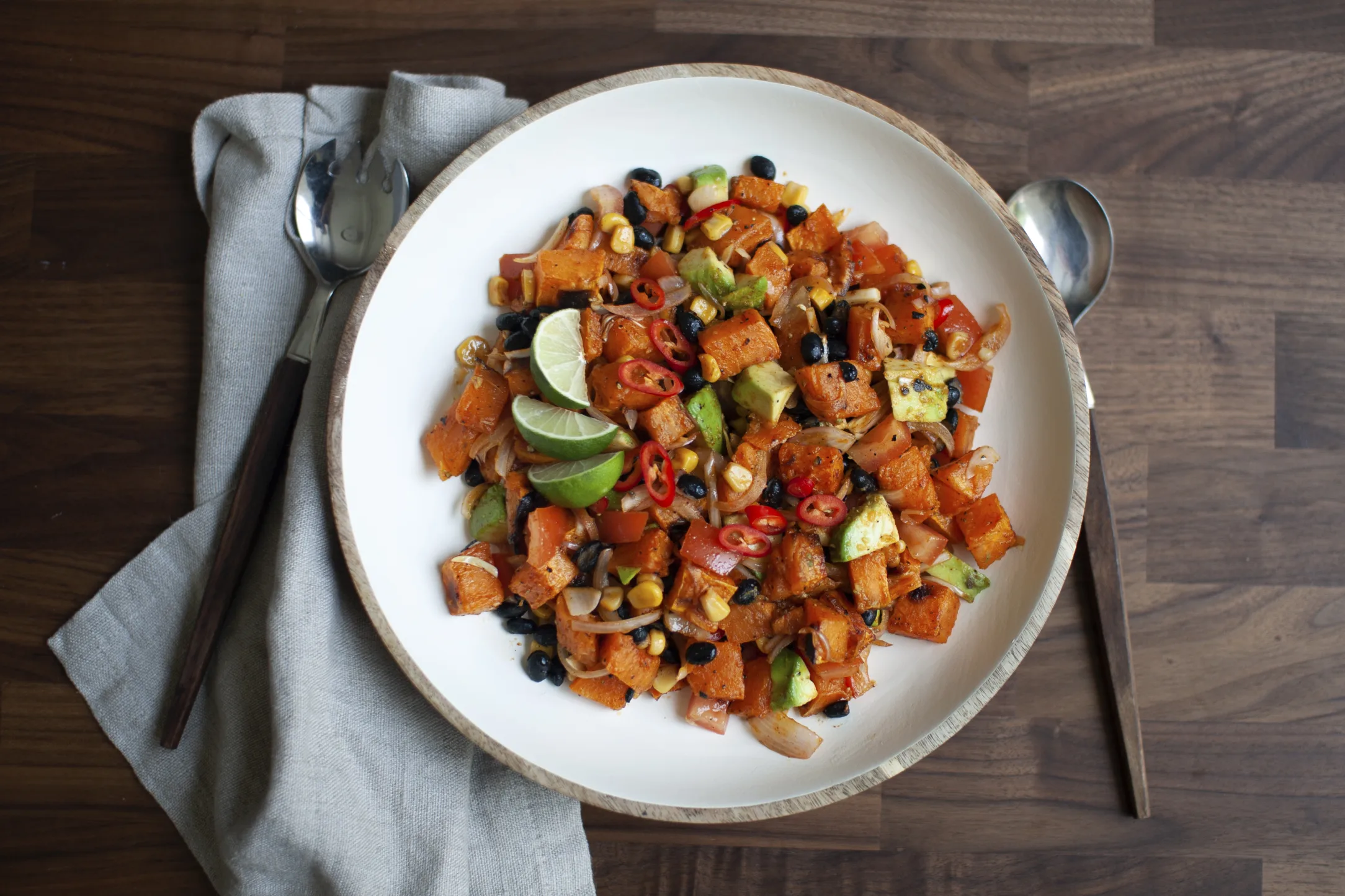 Roasted Sweet Potato Tex Mex Salad with Black Beans and Corn