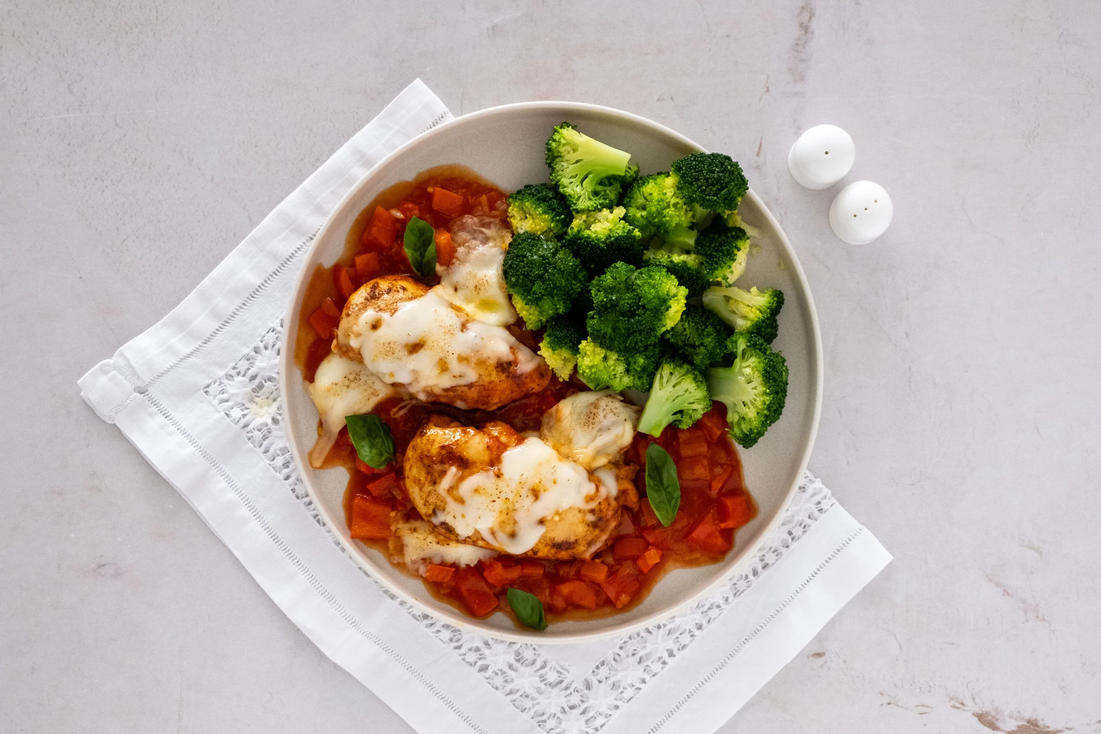Baked Mozzarella Chicken with Broccoli