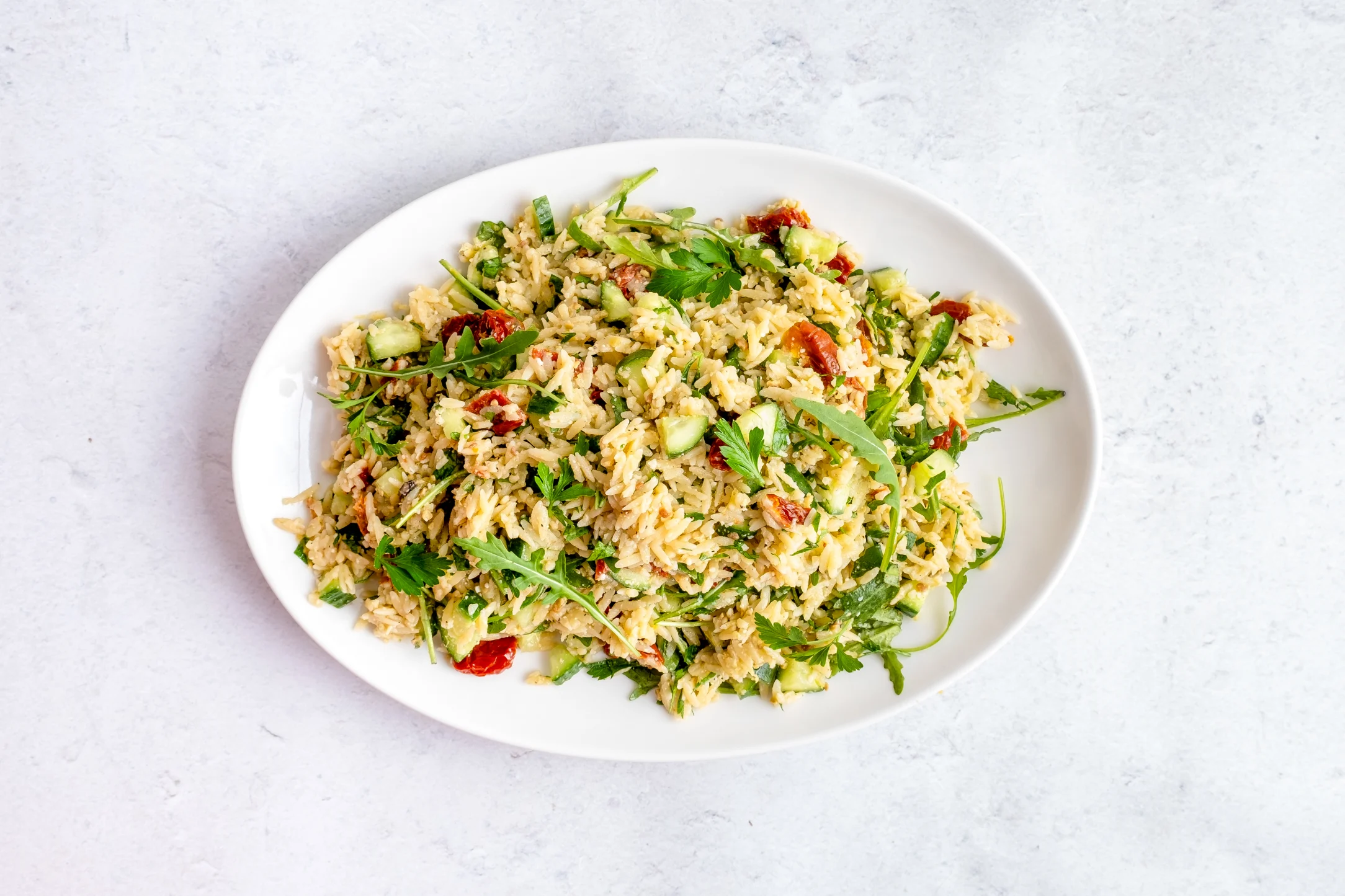 Italian-style Orzo Salad with Pesto and Sun-dried Tomatoes