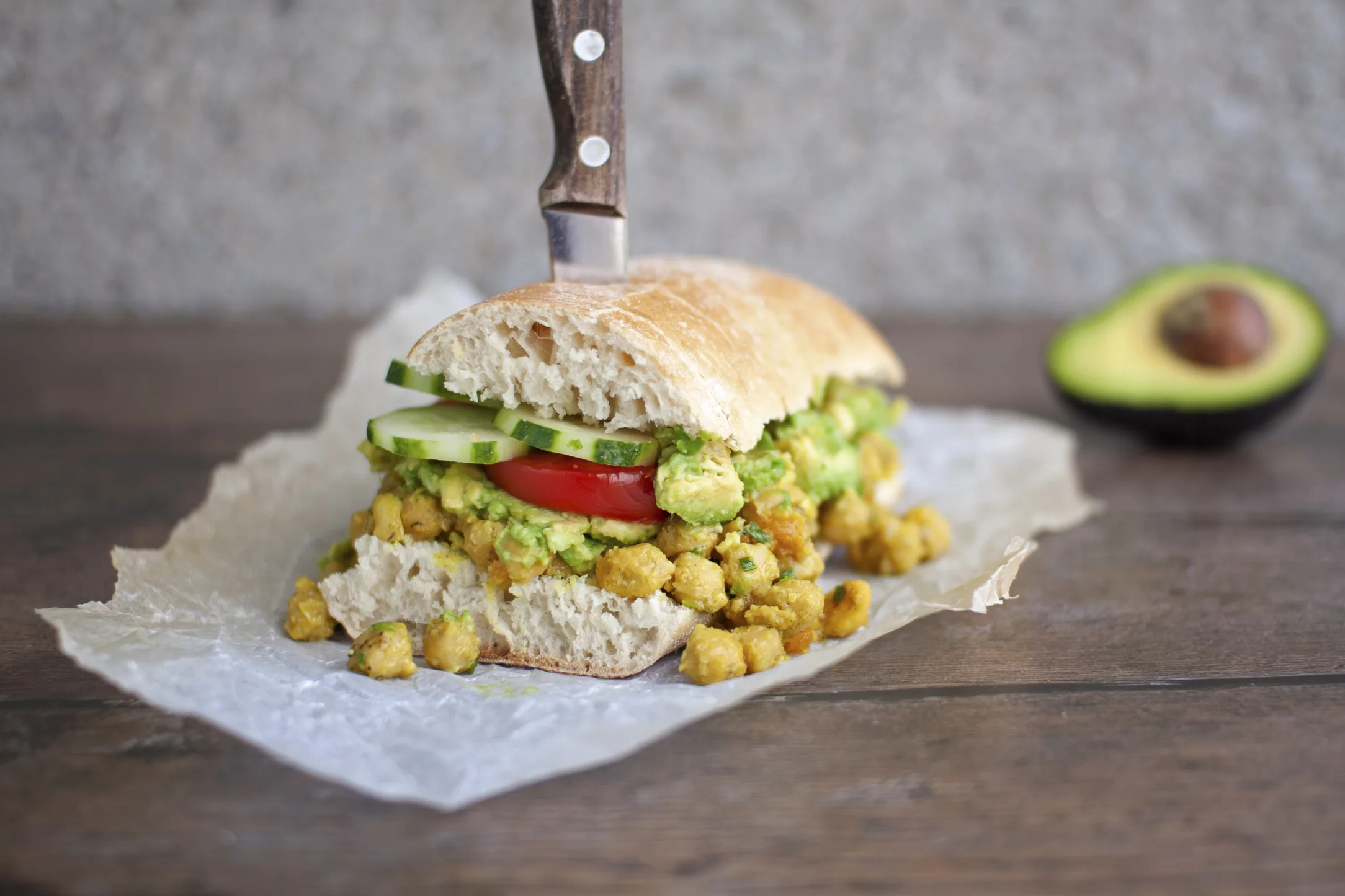 Creamy Coronation Chickpea Sandwich with Smashed Avo
