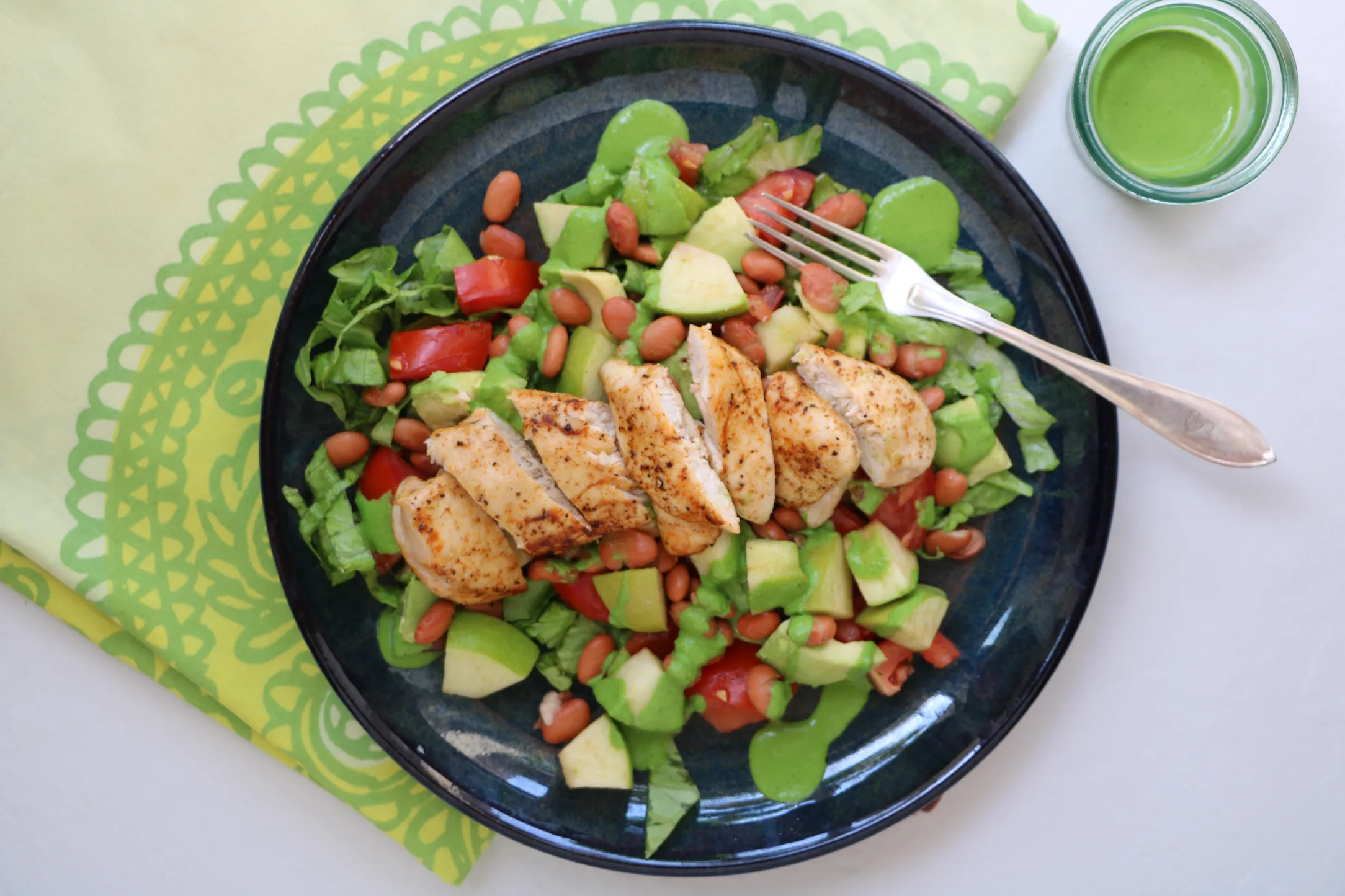 Chicken with Coriander Salsa and Avocado Pinto Bean Salad