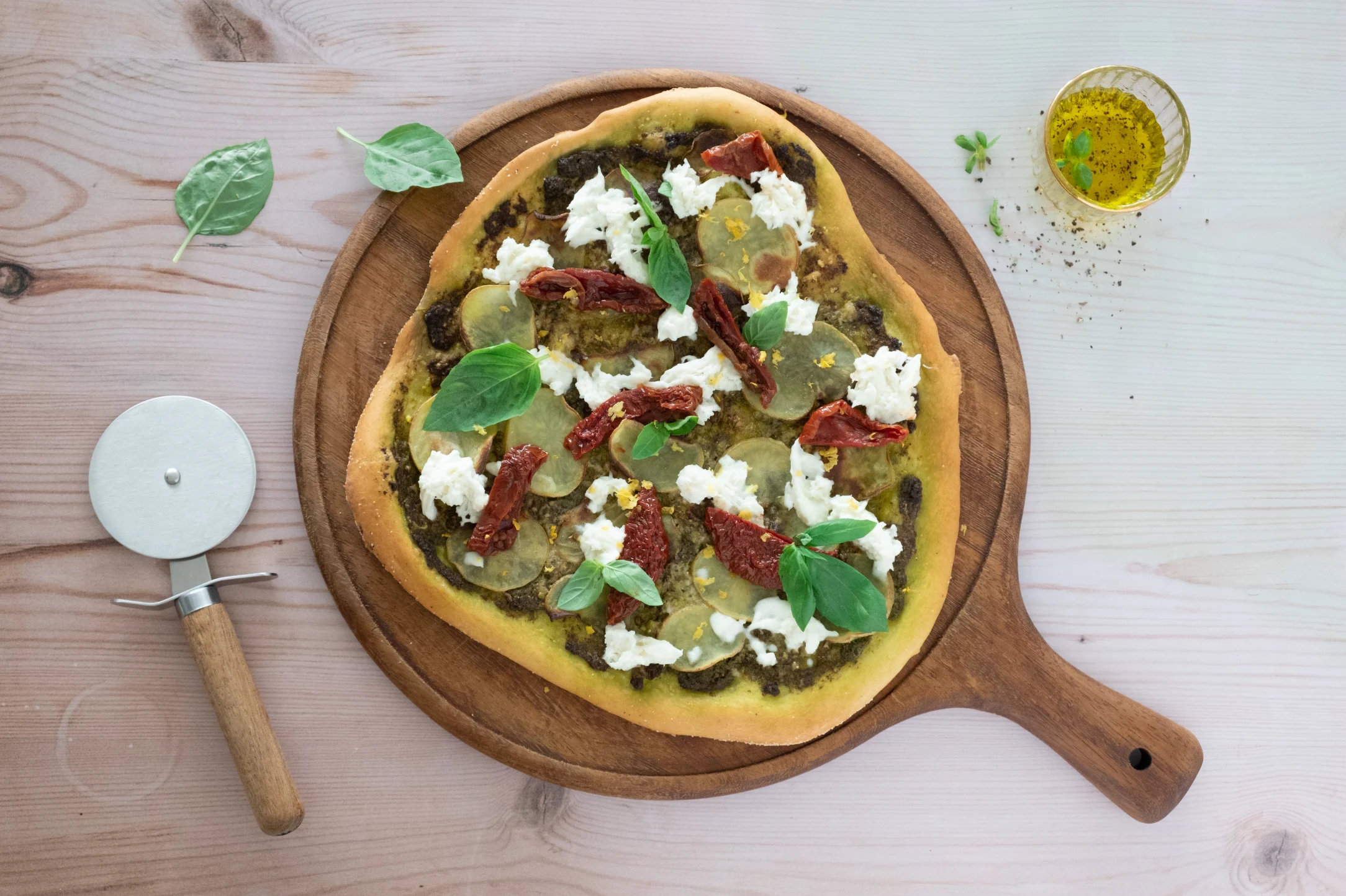 Pesto Potato Pizza with Fresh Mozzarella