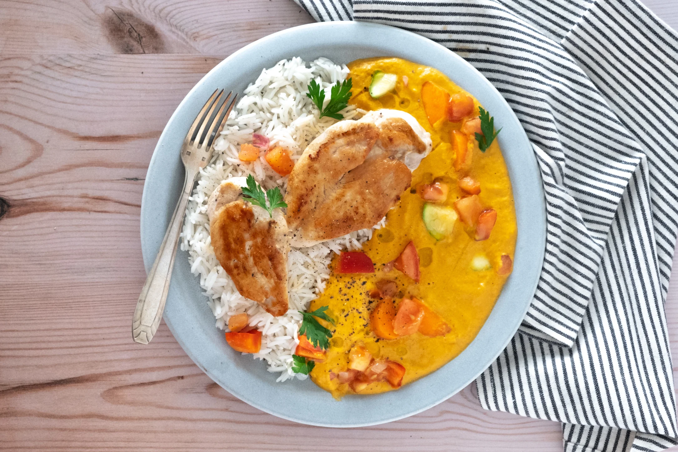 Chicken Pan with Creamy Smoked Paprika Sauce and Rice