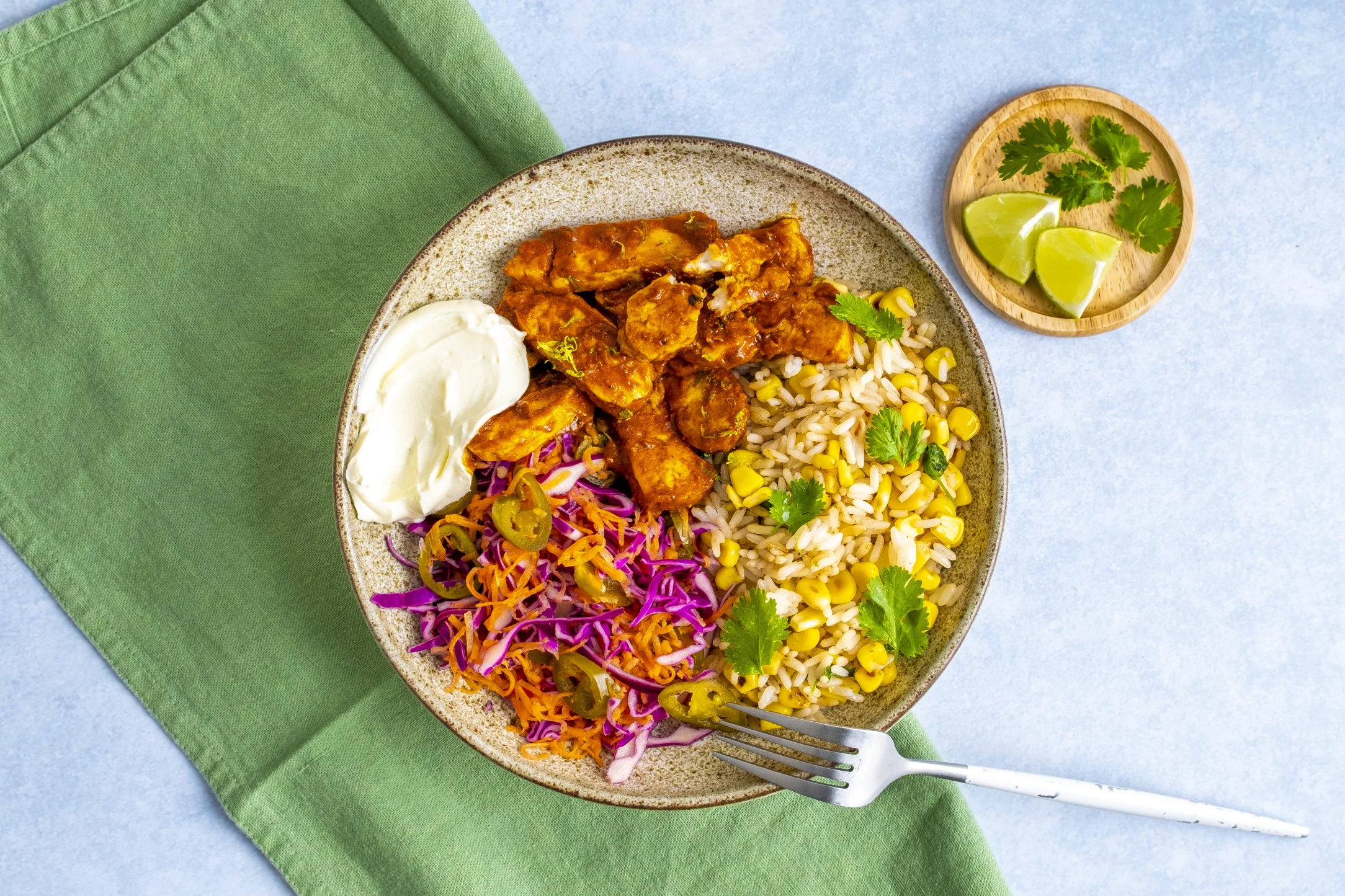 Express: Mexican Halloumi and Coriander Lime Rice with Pre-prepared Ingredients