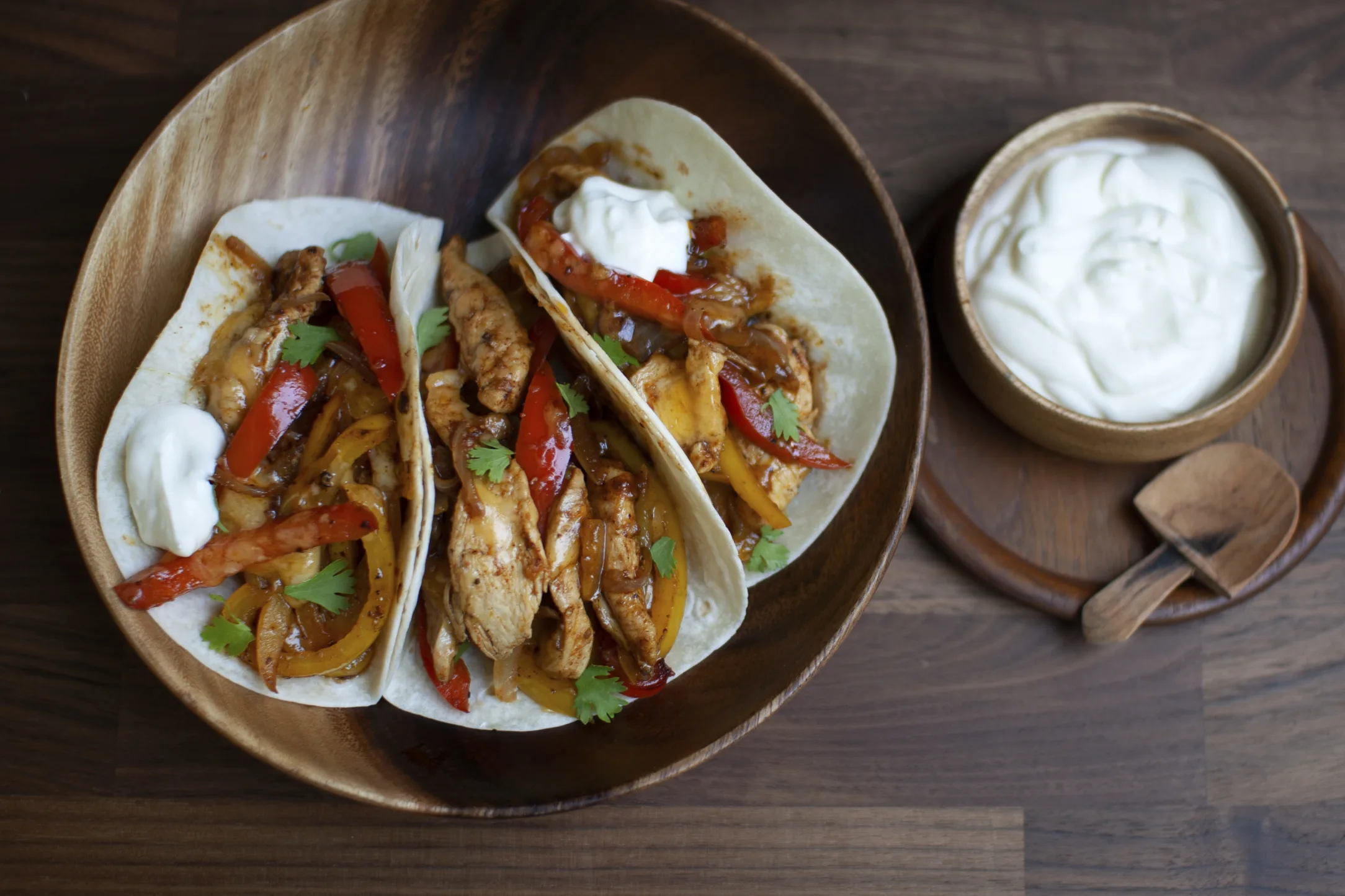 Cheesy Chicken Fajitas with Sour Cream