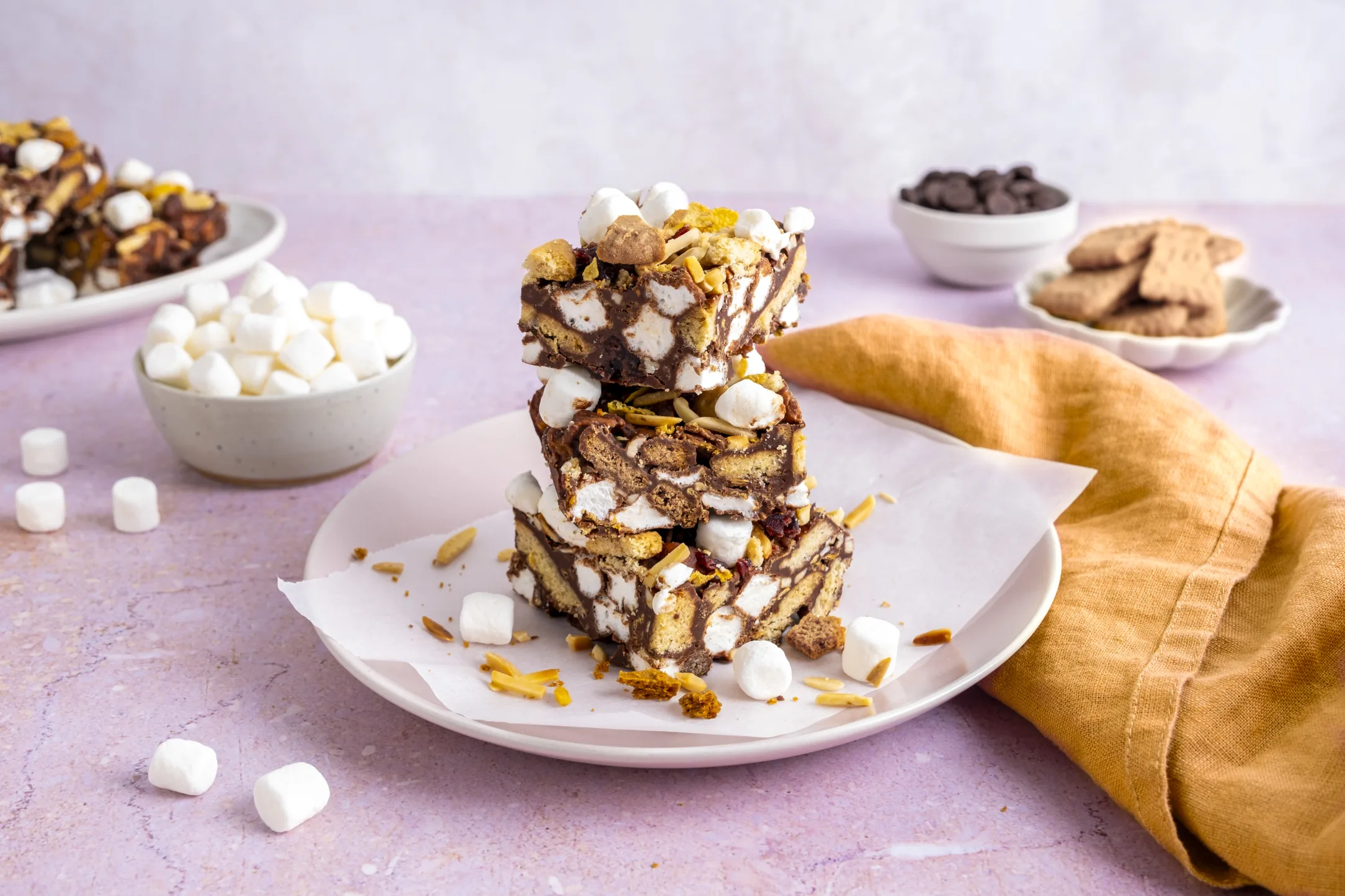 Chocolate Rocky Road with Biscuits, Cornflakes and Mini Marshmallows