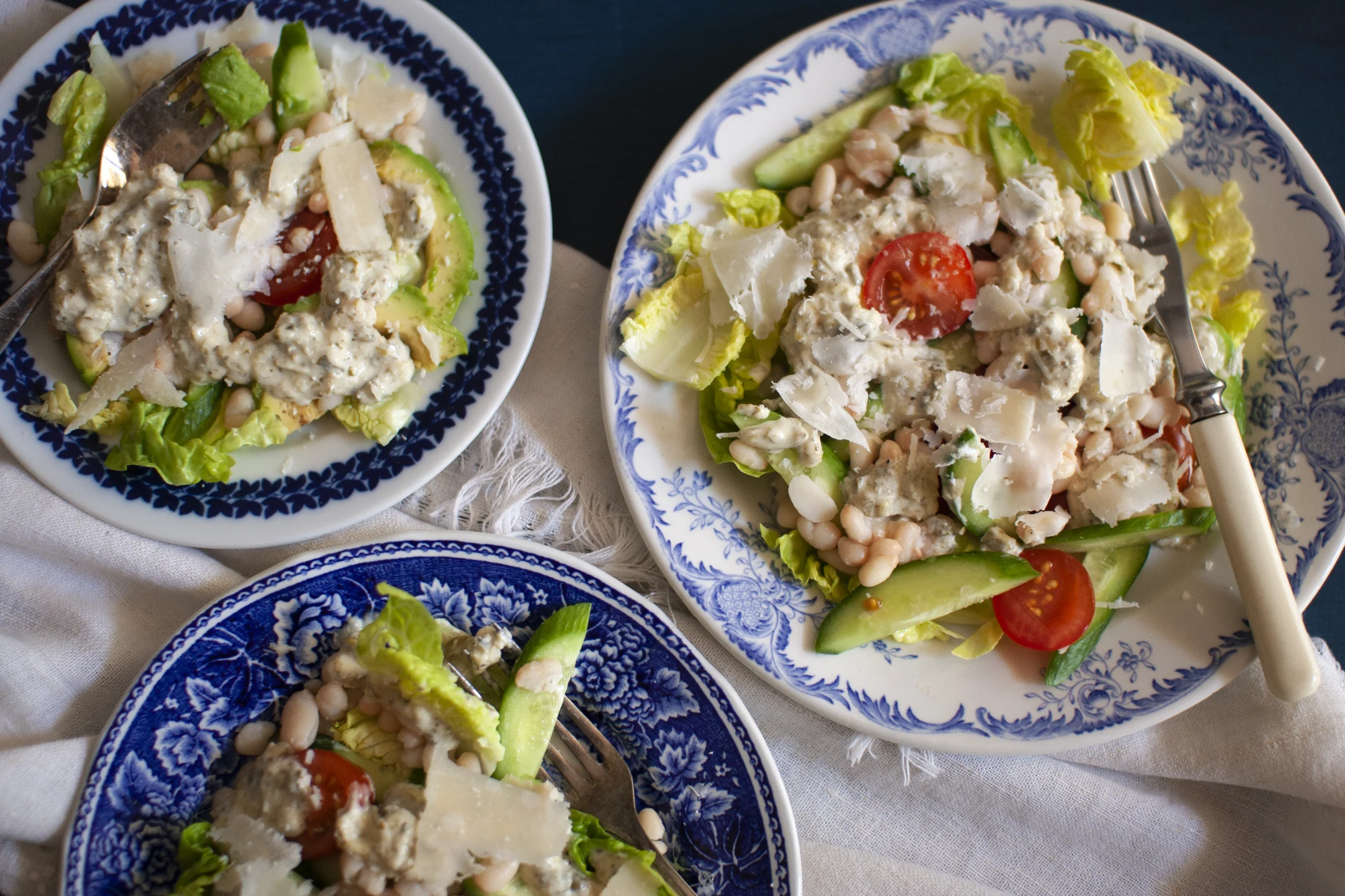 White Bean Caesar Salad with Avocado and Capers
