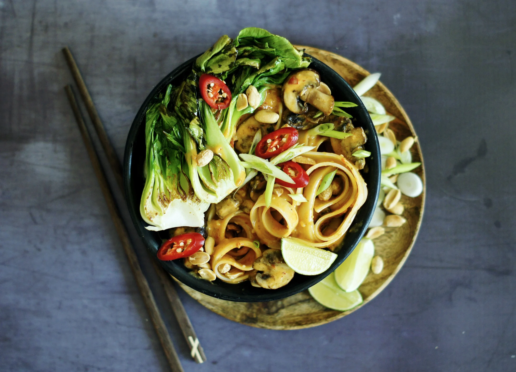 Spicy Peanut Noodles with Pak Choi