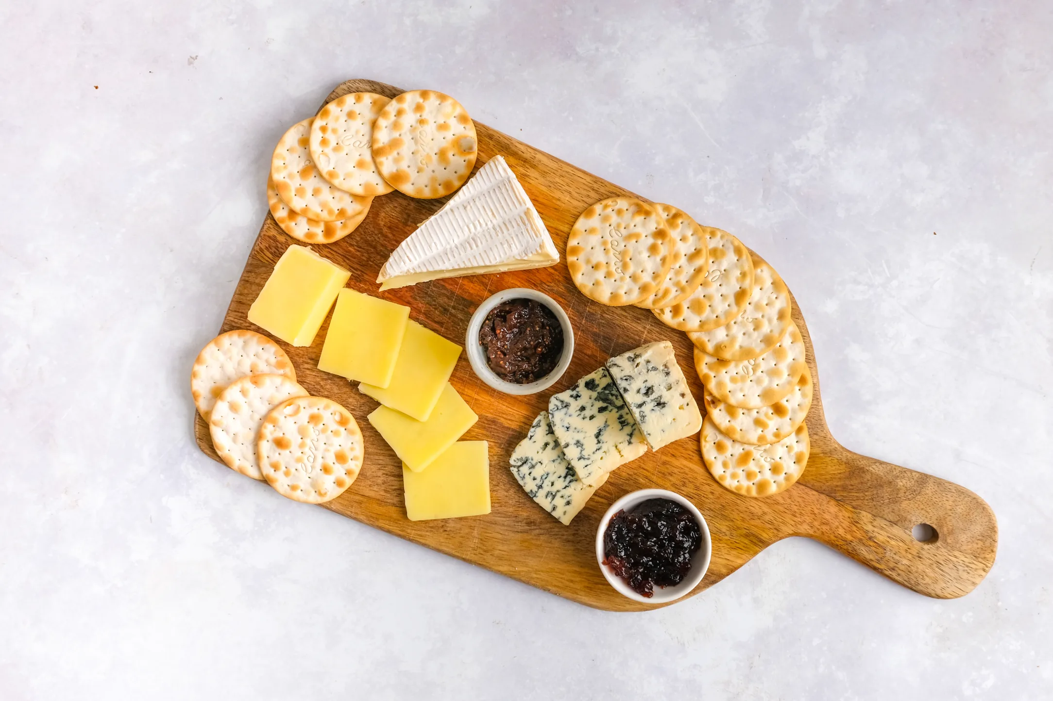 Classic Cheeseboard with Brie, Blue, and Mature Cheddar