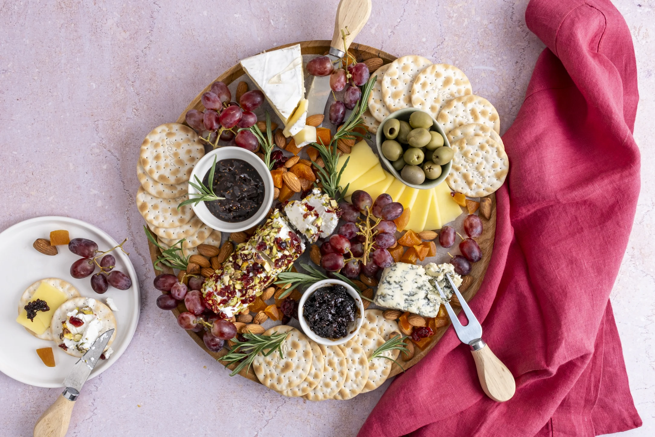 Cheeseboard with Brie, Blue, Goat, and Mature Cheddar