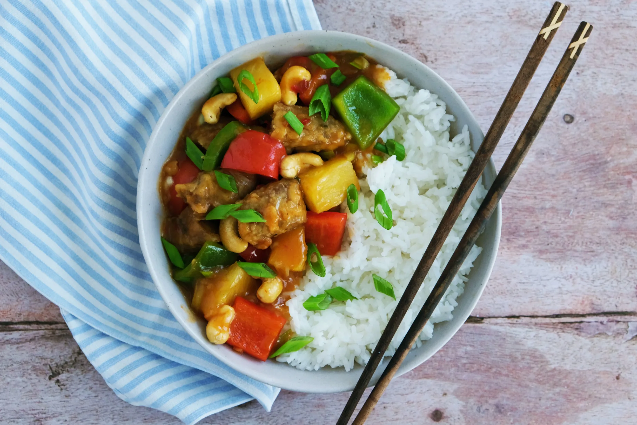 Vegan Sweet and Sour Seitan 'Chicken' with Jasmine Rice