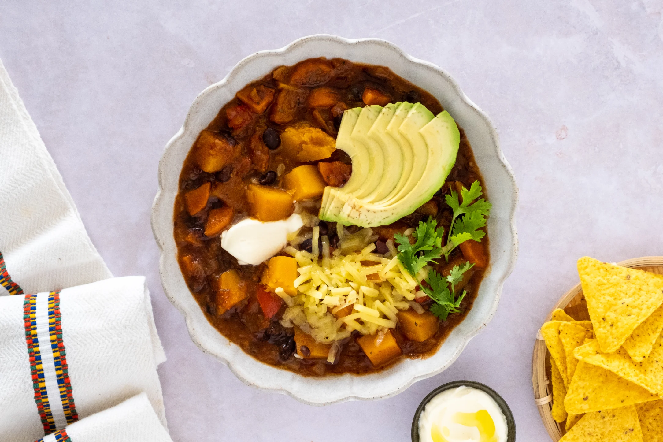 Chilli sin Carne with Butternut Squash and Avocado