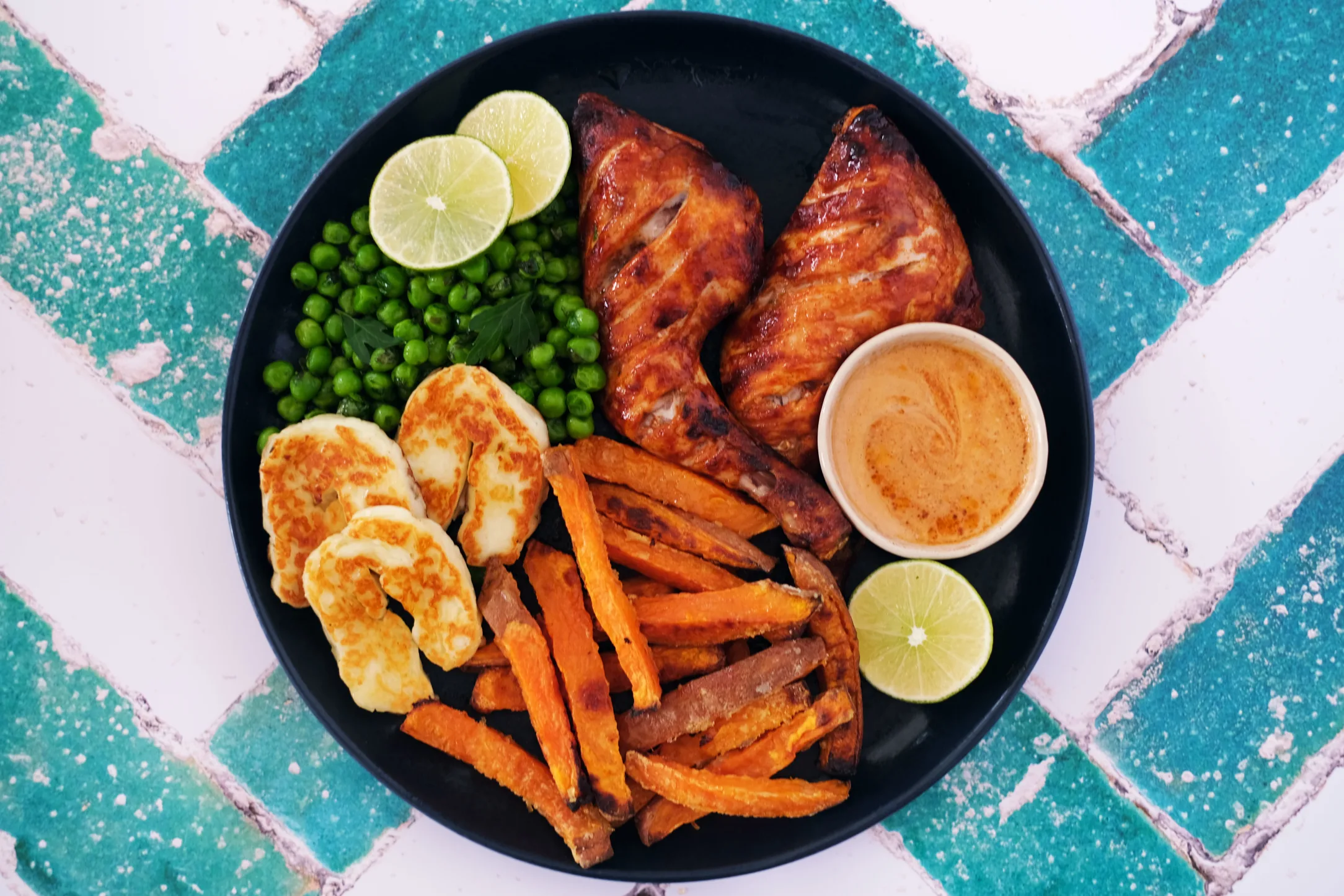 Peri-Peri Chicken with Sweet Potato Fries and Halloumi