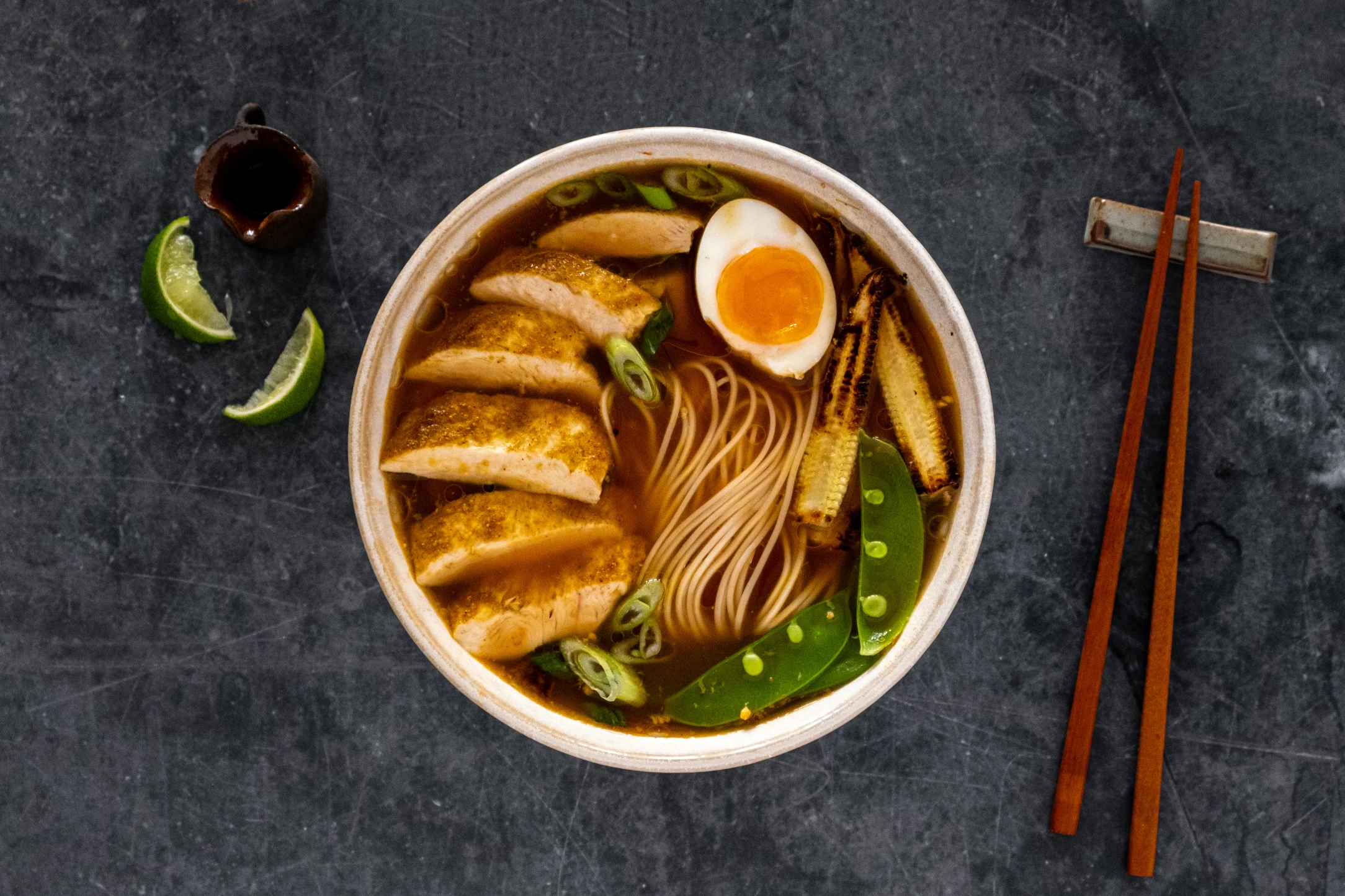 Chicken Ramen with Soft Boiled Egg and Sweetcorn