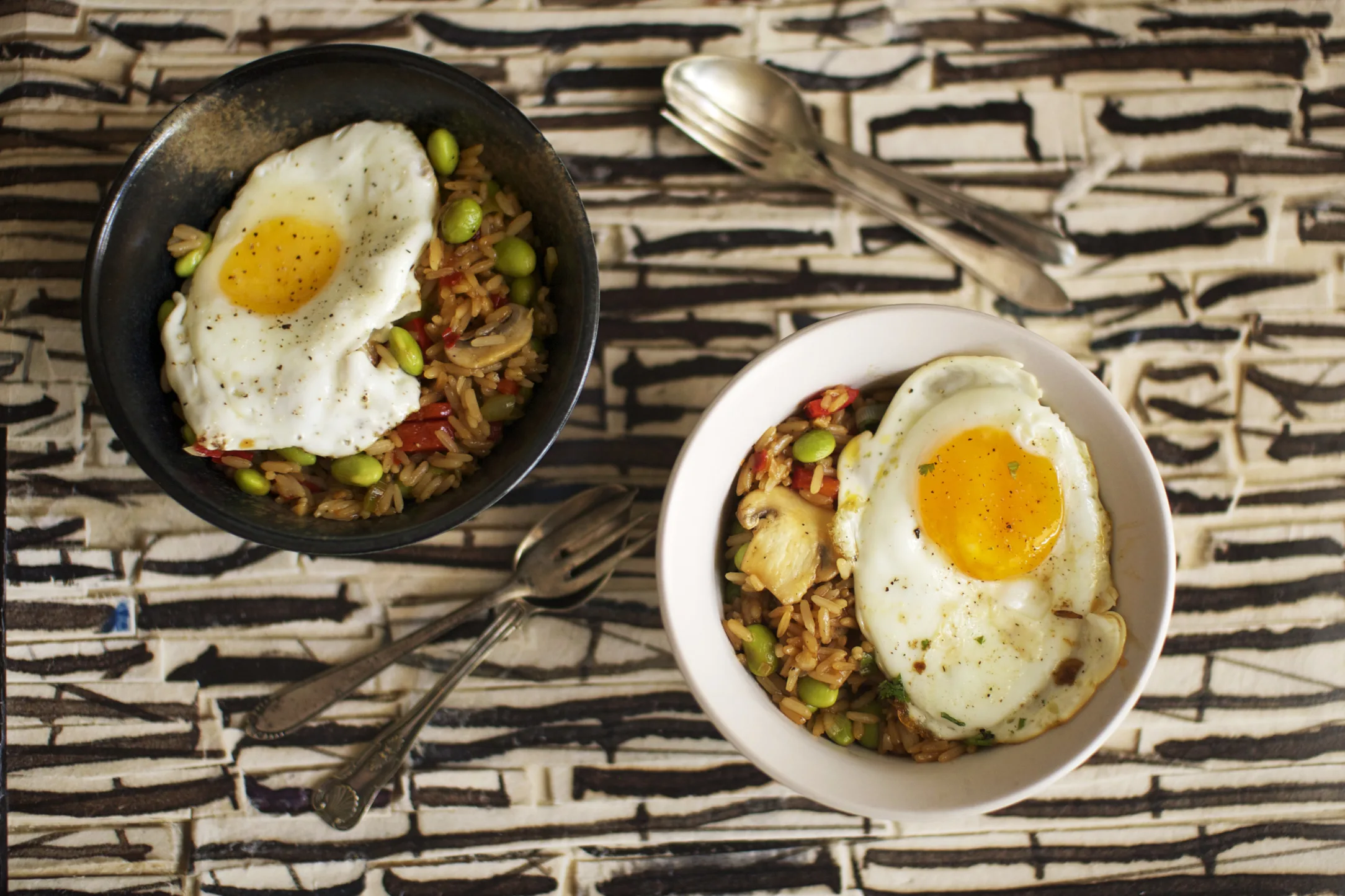Sweet Chilli Vegetable Fried Rice Topped with Egg