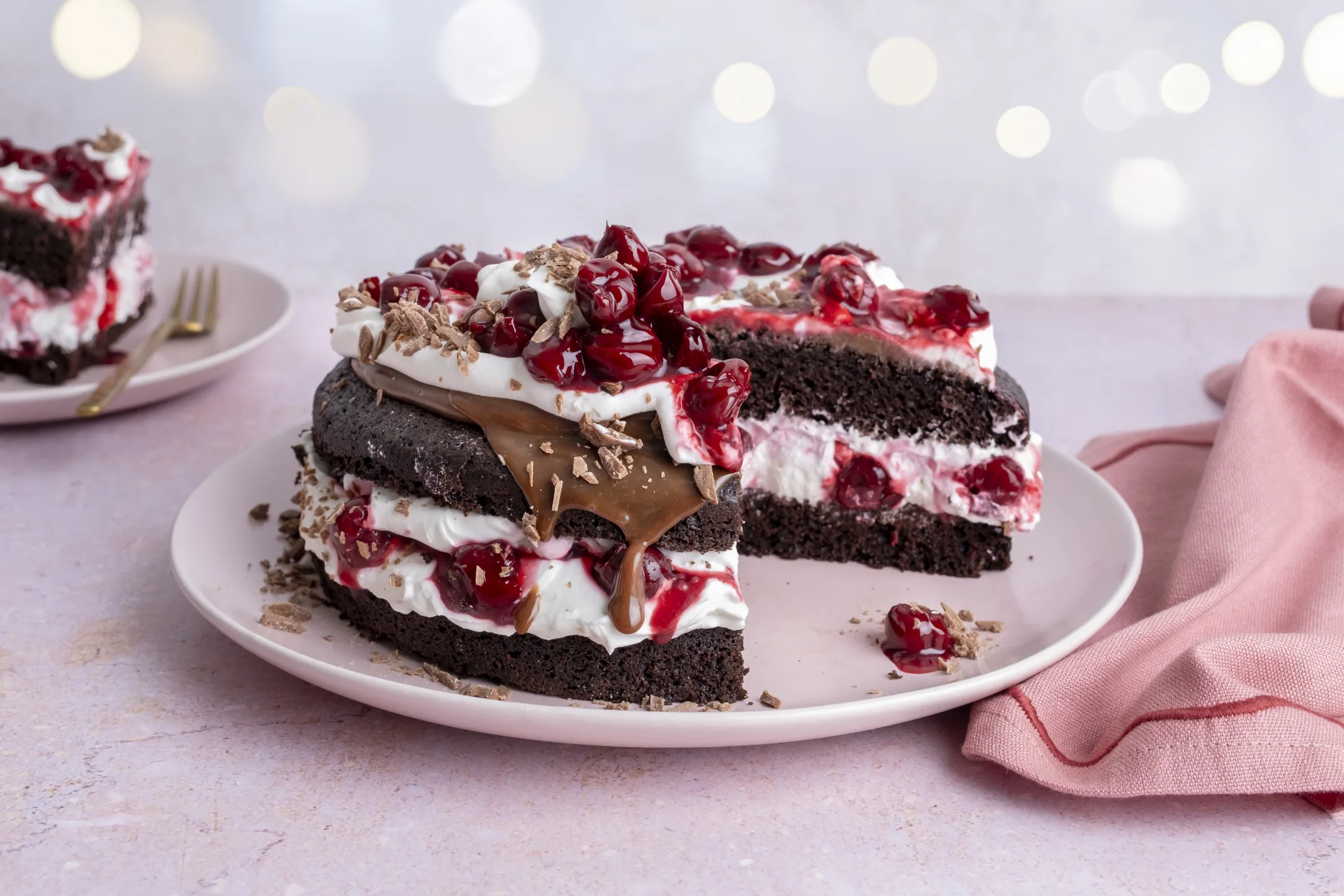 Black Forest Cake with Belgian Chocolate, Morello Cherries, and Whipped Cream