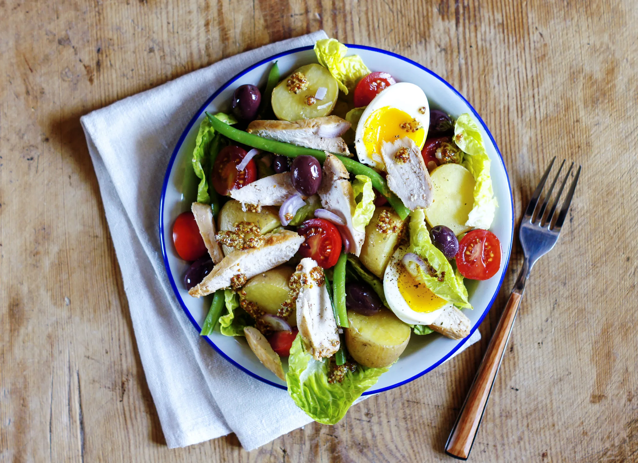 Chicken Nicoise Salad with New Potatoes and Mustard Dressing