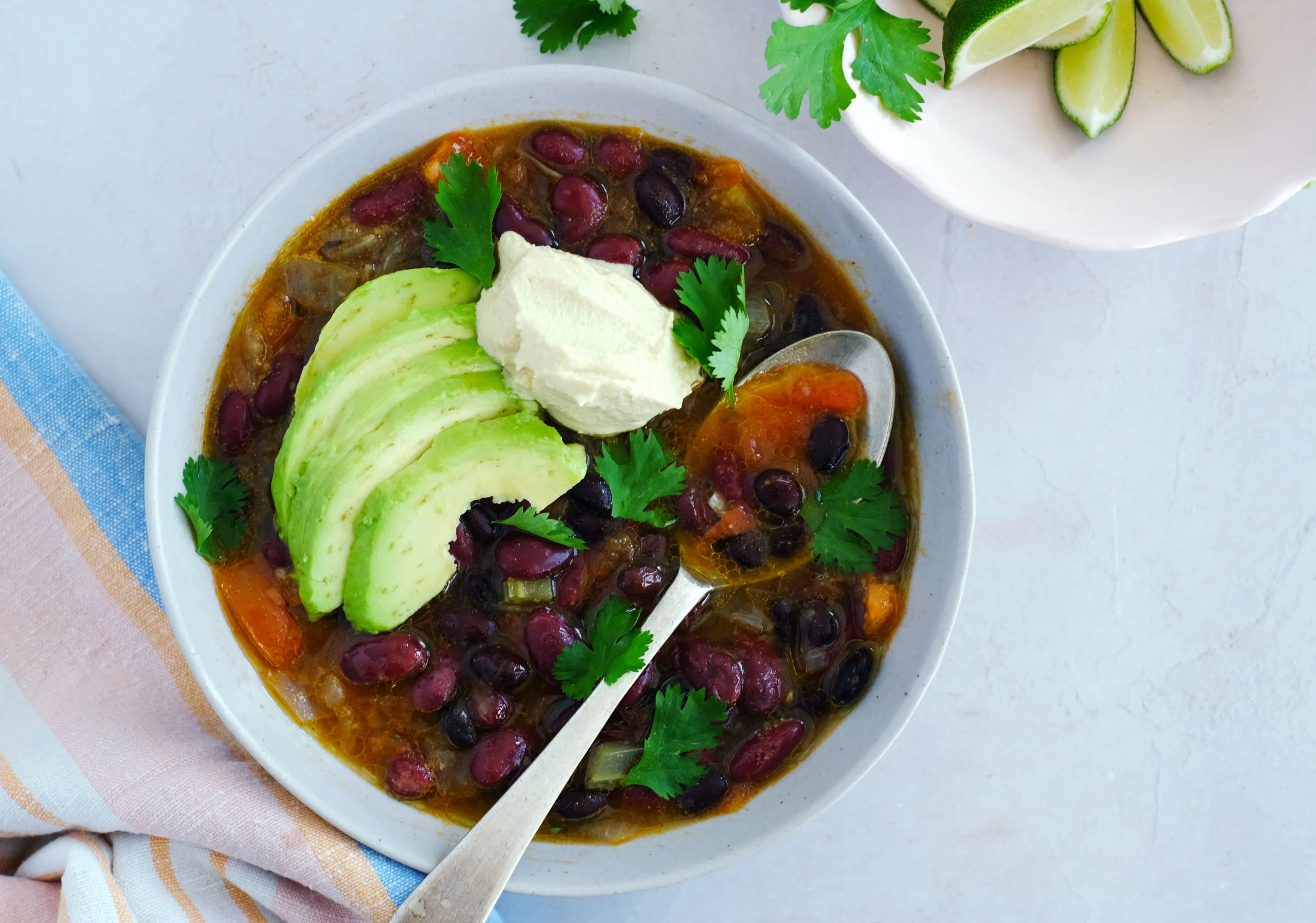 Mexican Sopa de Frijoles with Avocado and Lime