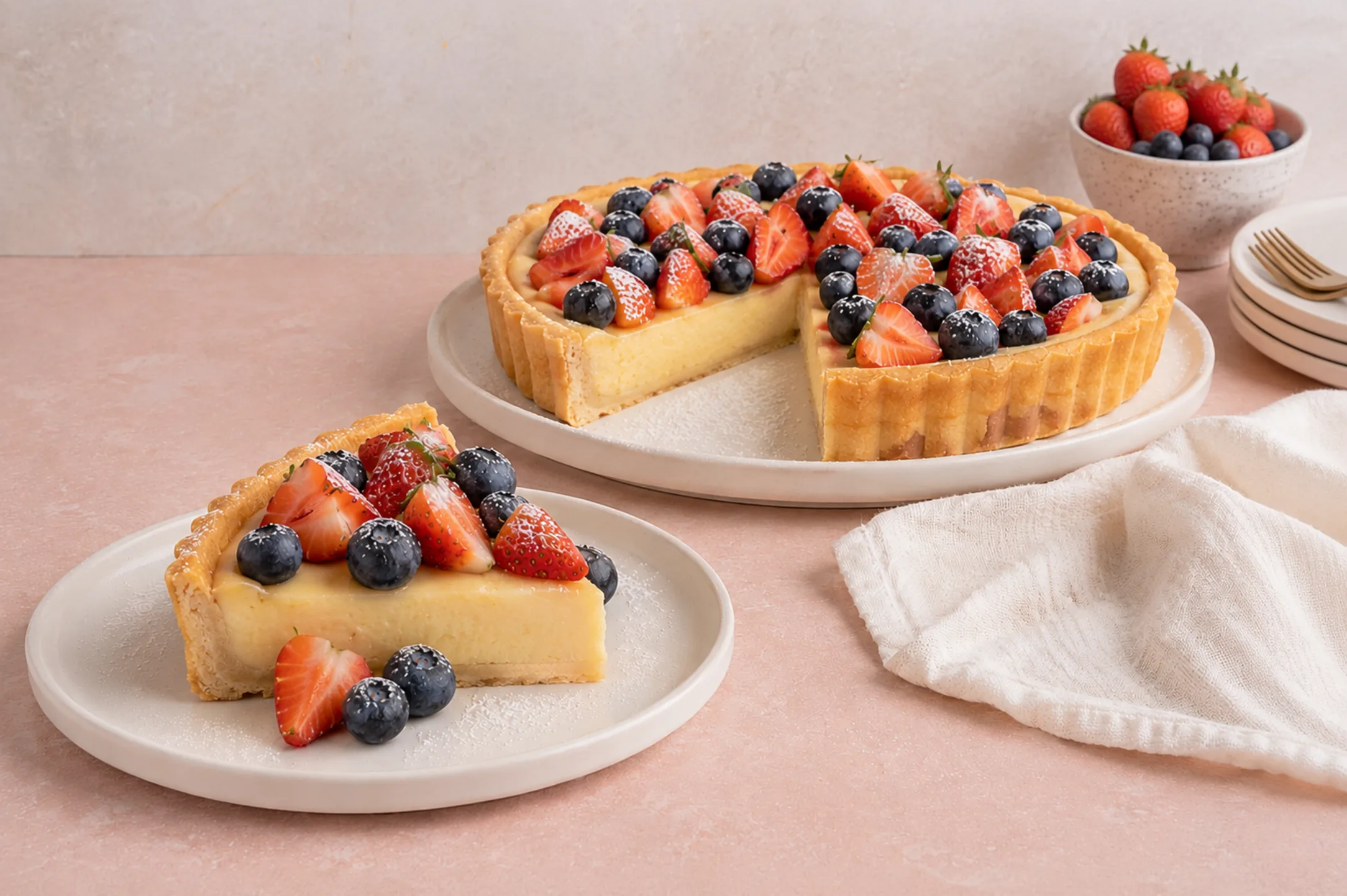 Vanilla Custard Fruit Tart with Mixed Berries