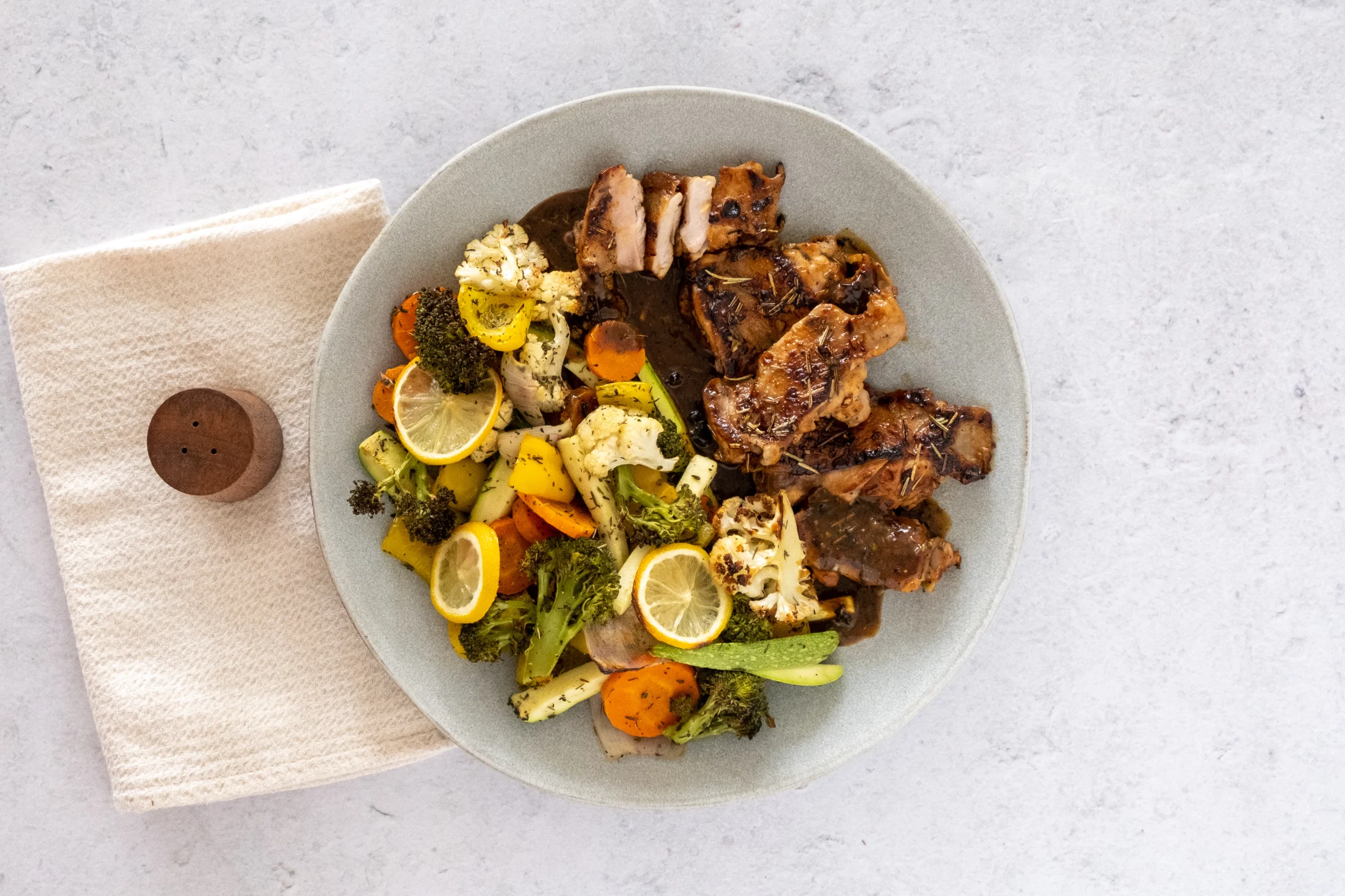 Rosemary and Lemon Garlic Chicken with Thyme Roasted Vegetables