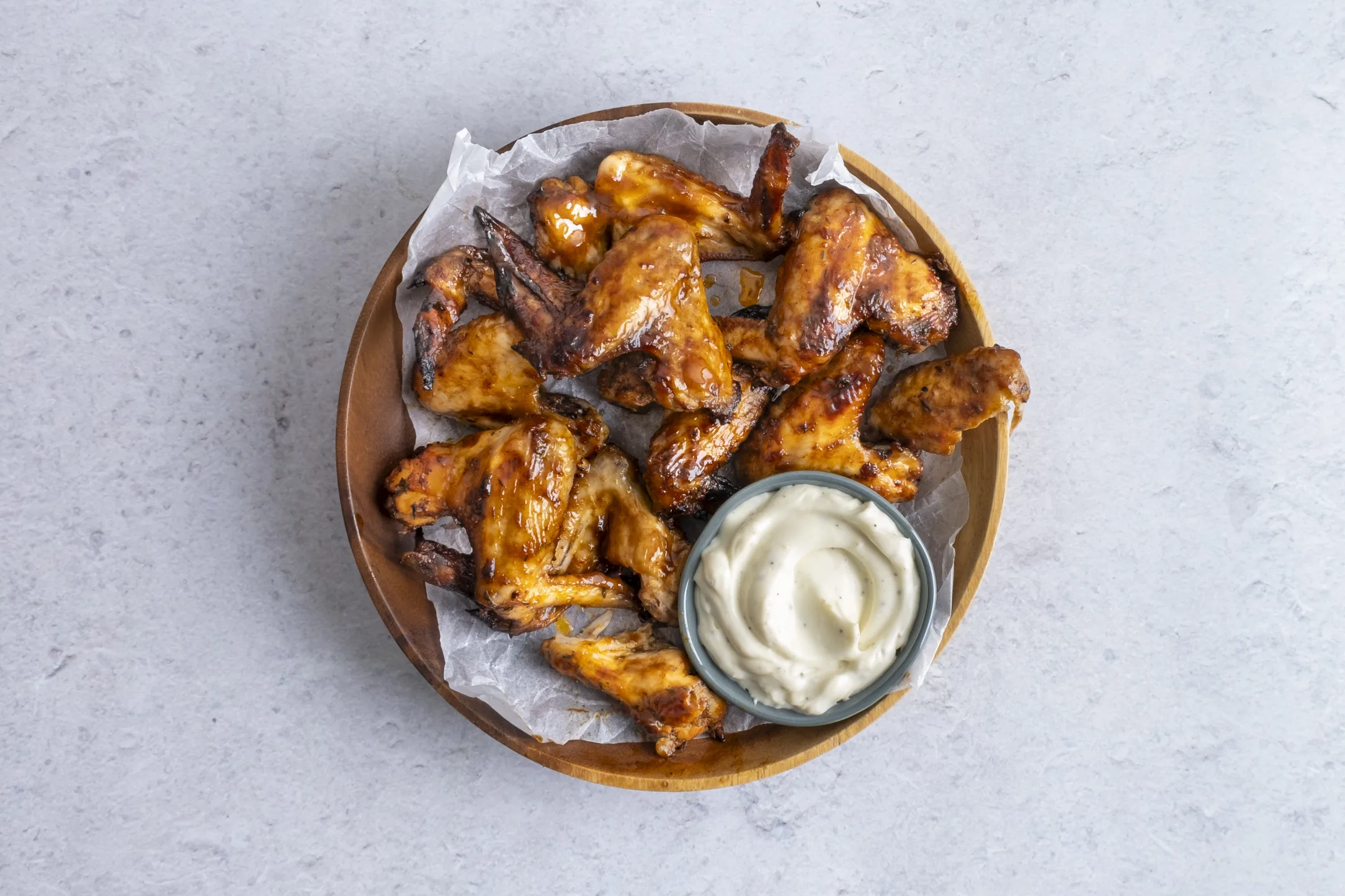Sticky BBQ Chicken Wings with Ranch-style Dip