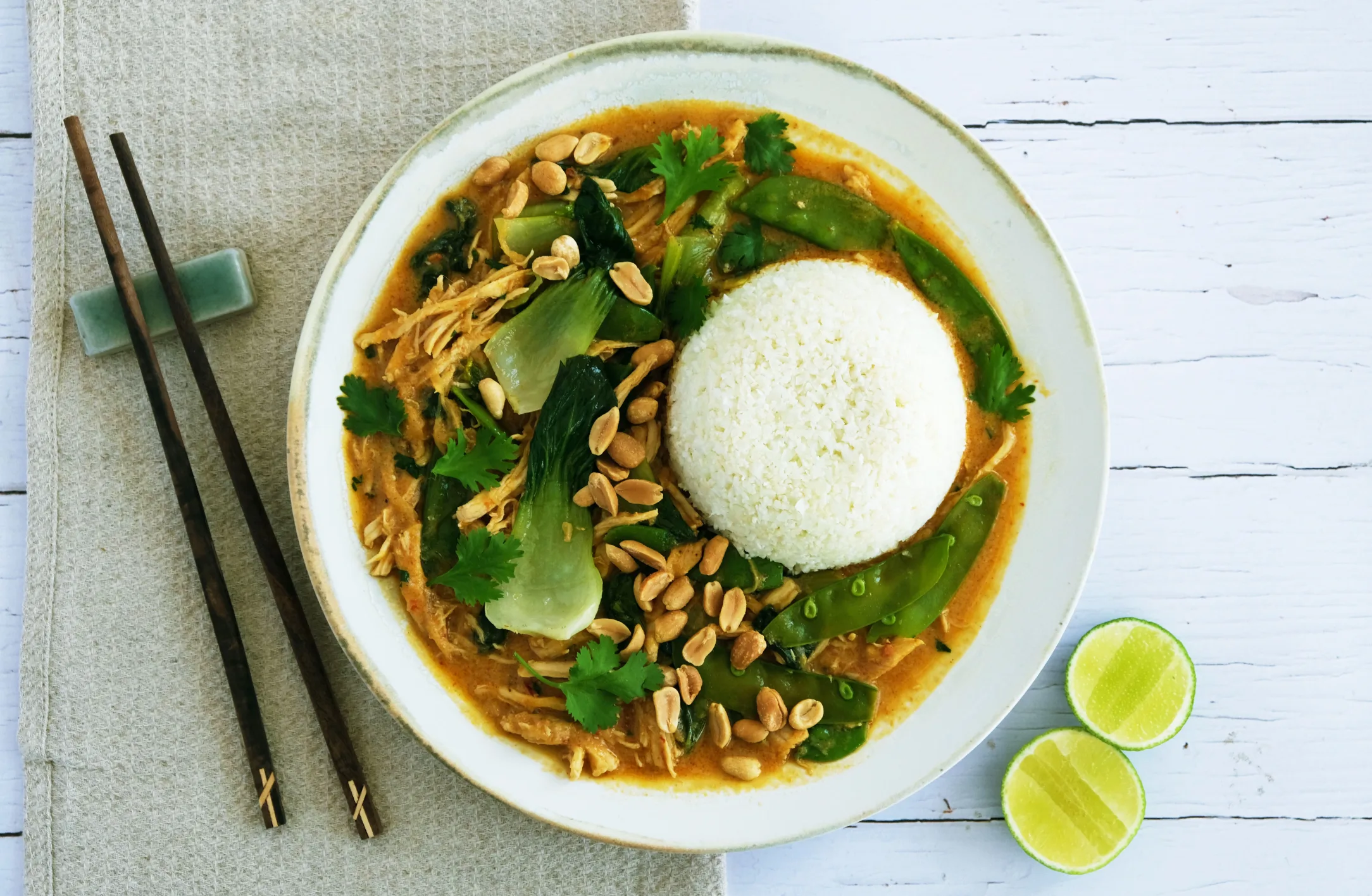 Quick Thai Curry with Pulled Chicken and Cauliflower Rice