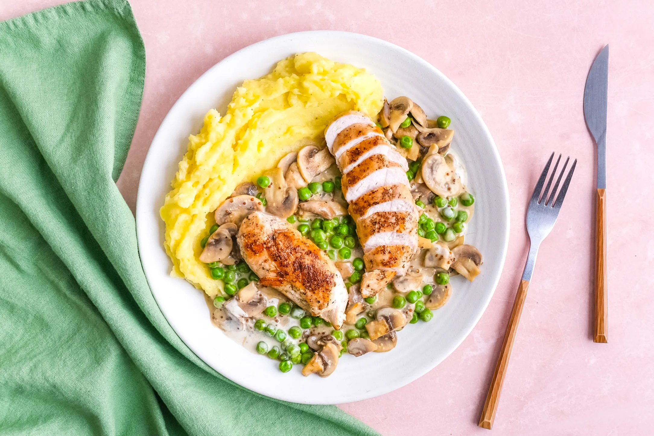 Chicken Breast in Creamy Mushroom Sauce with Garlic Mashed Potato