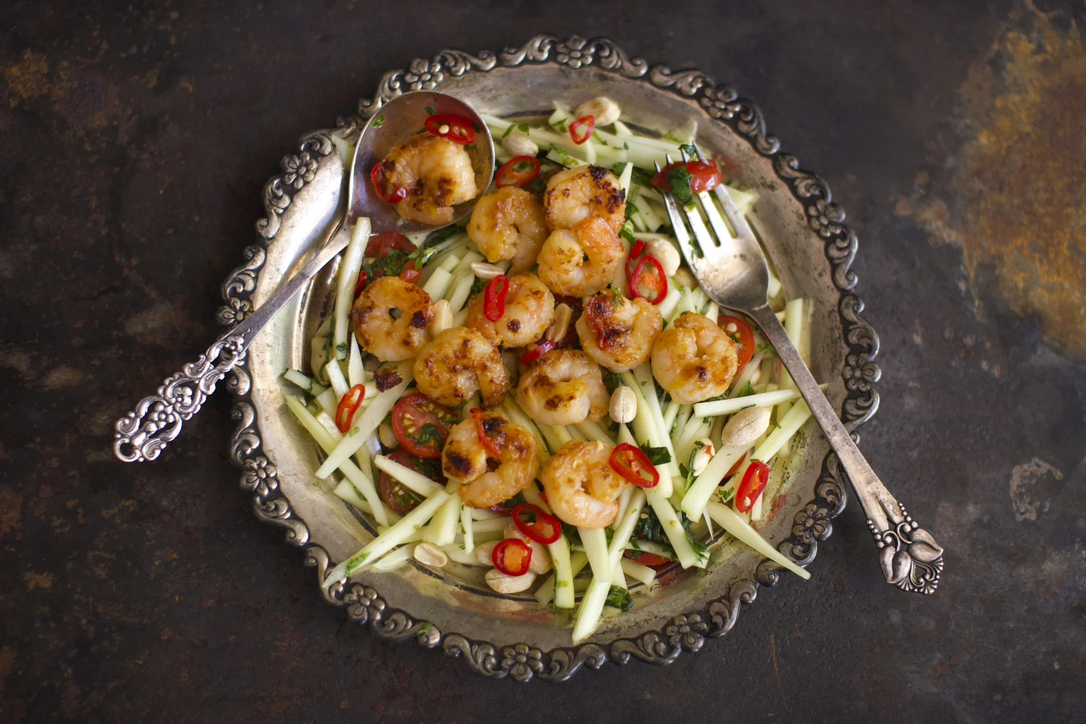 Chilli Prawns with Green Papaya Salad