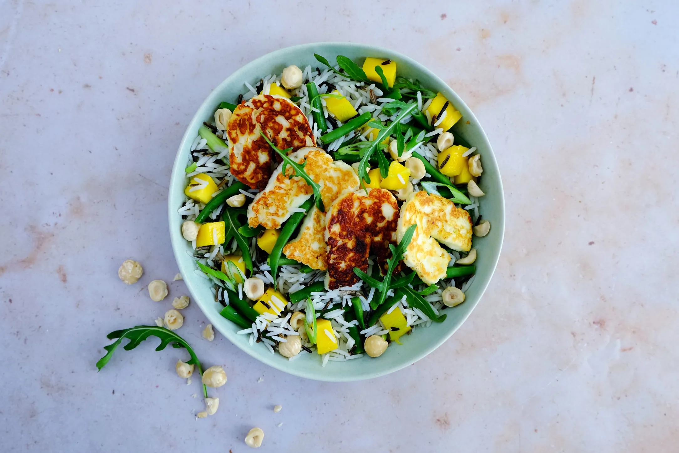 Halloumi and Mango Salad with Wild Rice