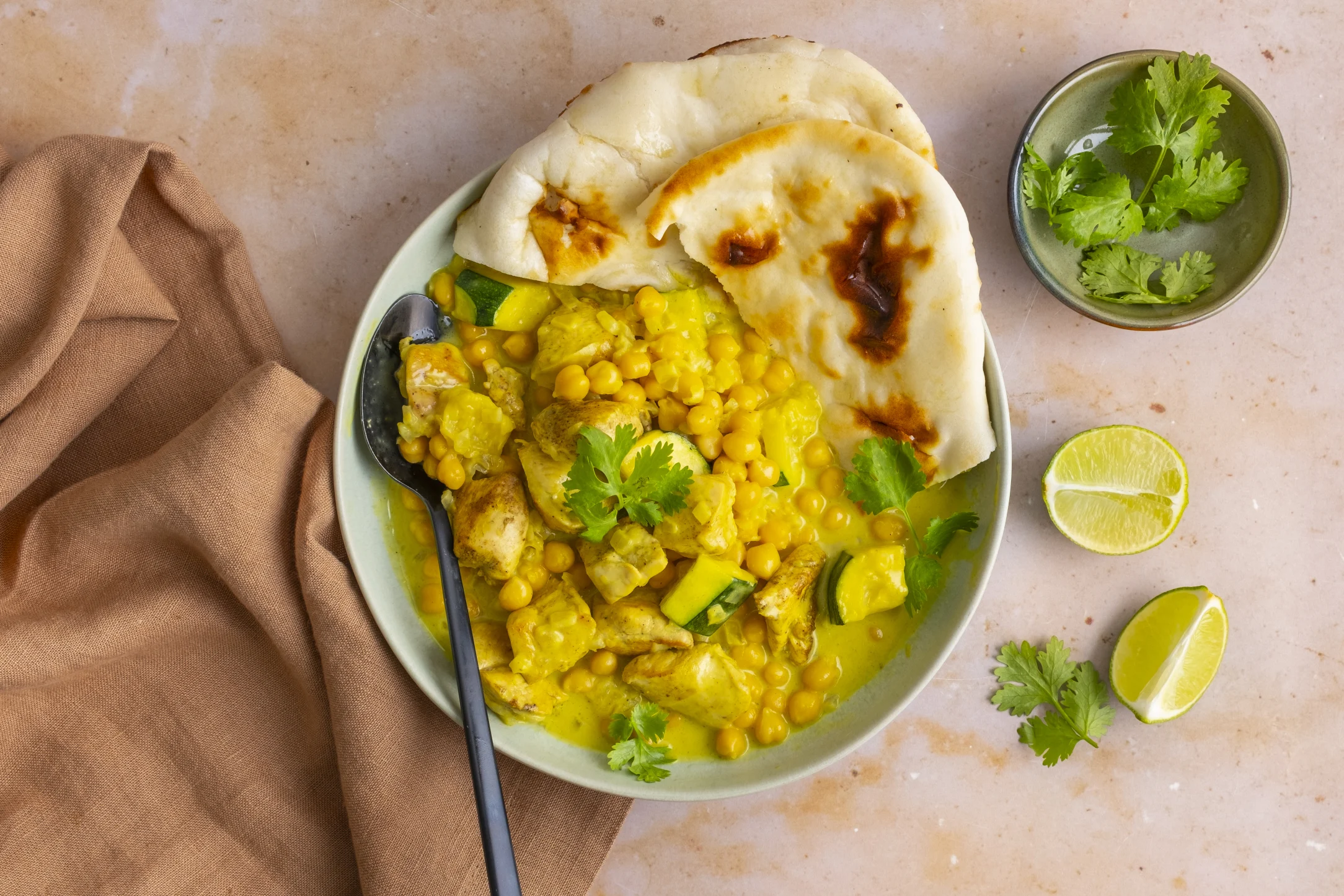Express: Chicken and Chickpea Coconut Curry with Tandoori Naan Bread