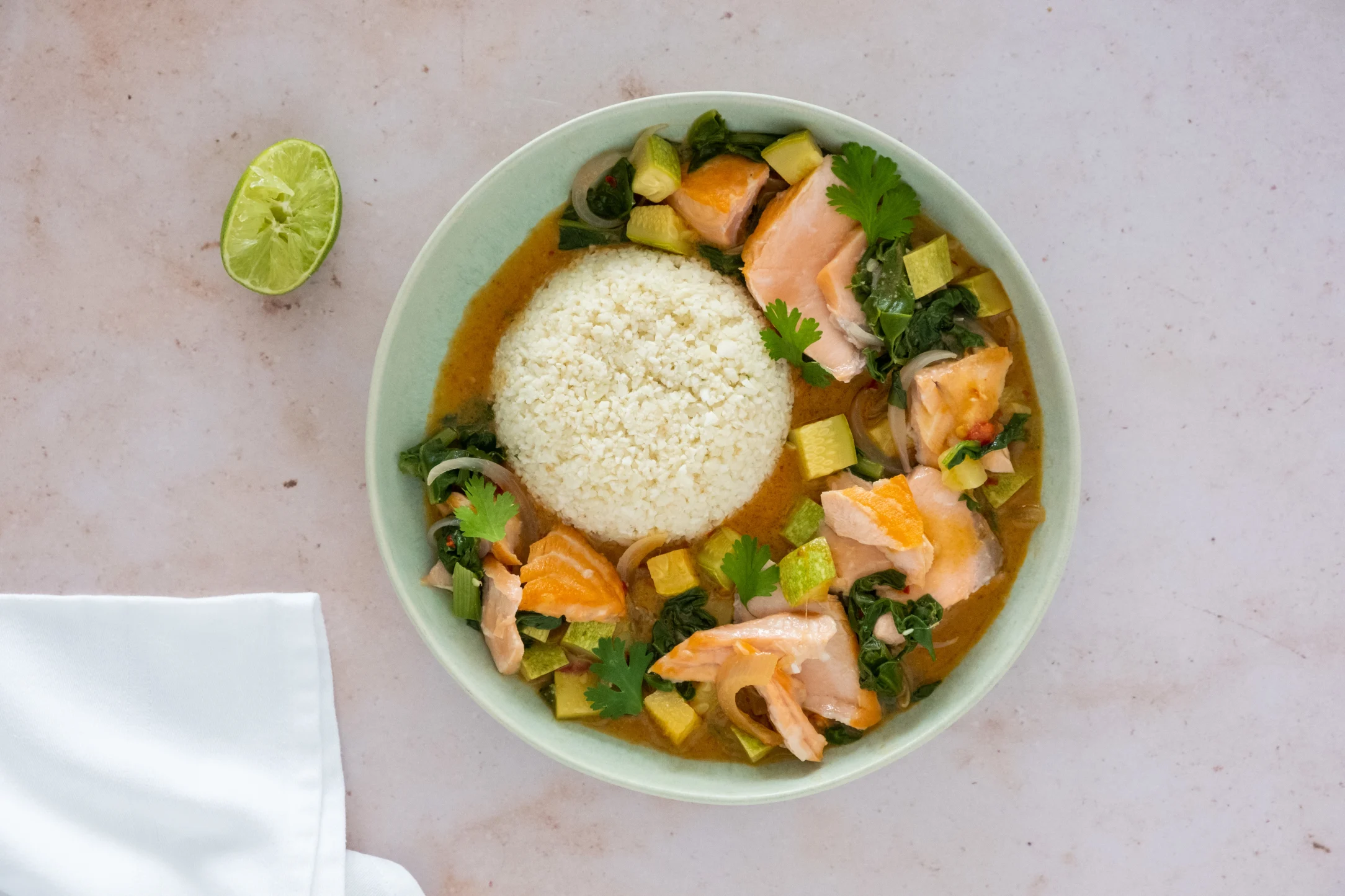 Coconut Miso Salmon Curry with Cauliflower Rice