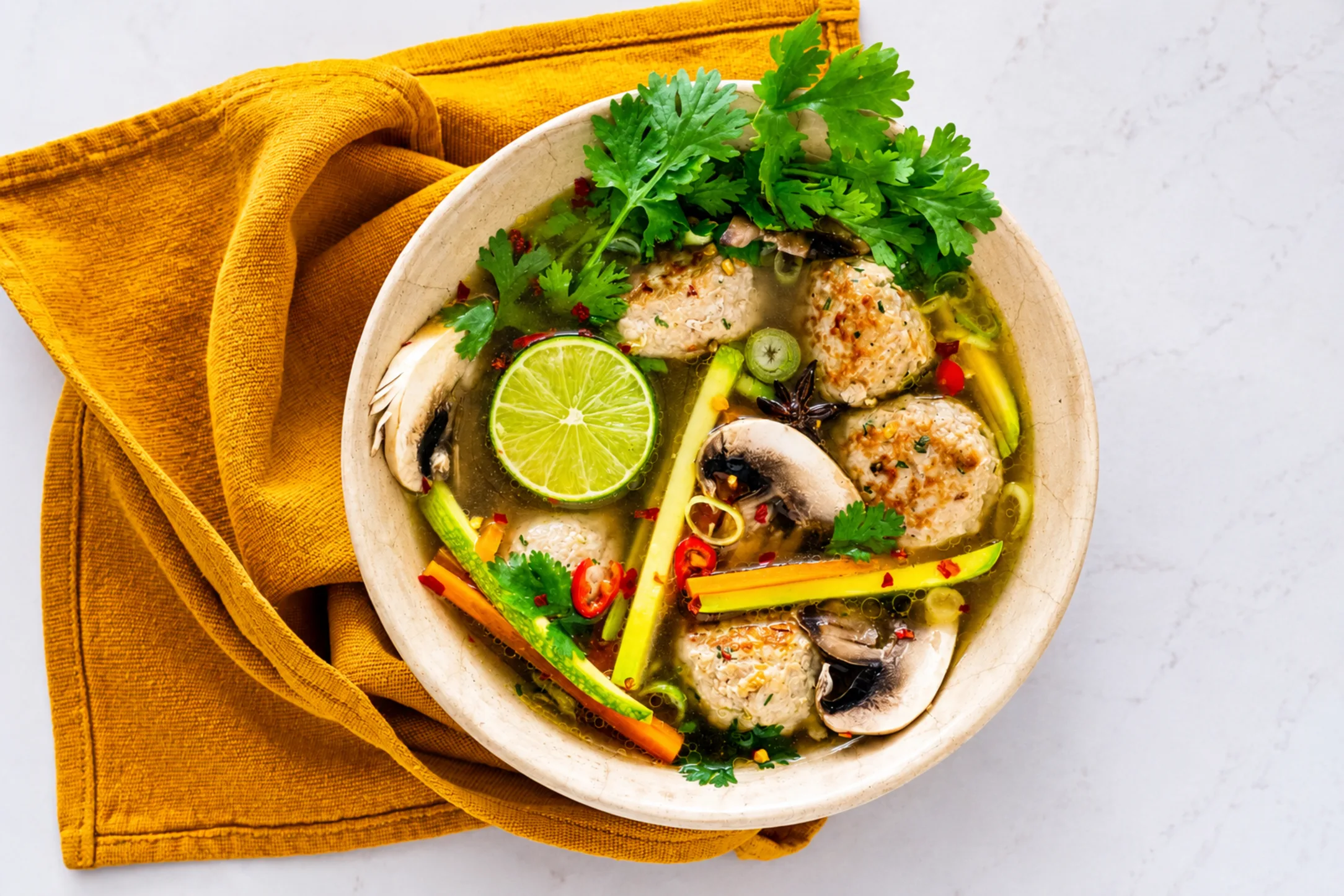 Chicken Meatball Pho Soup
