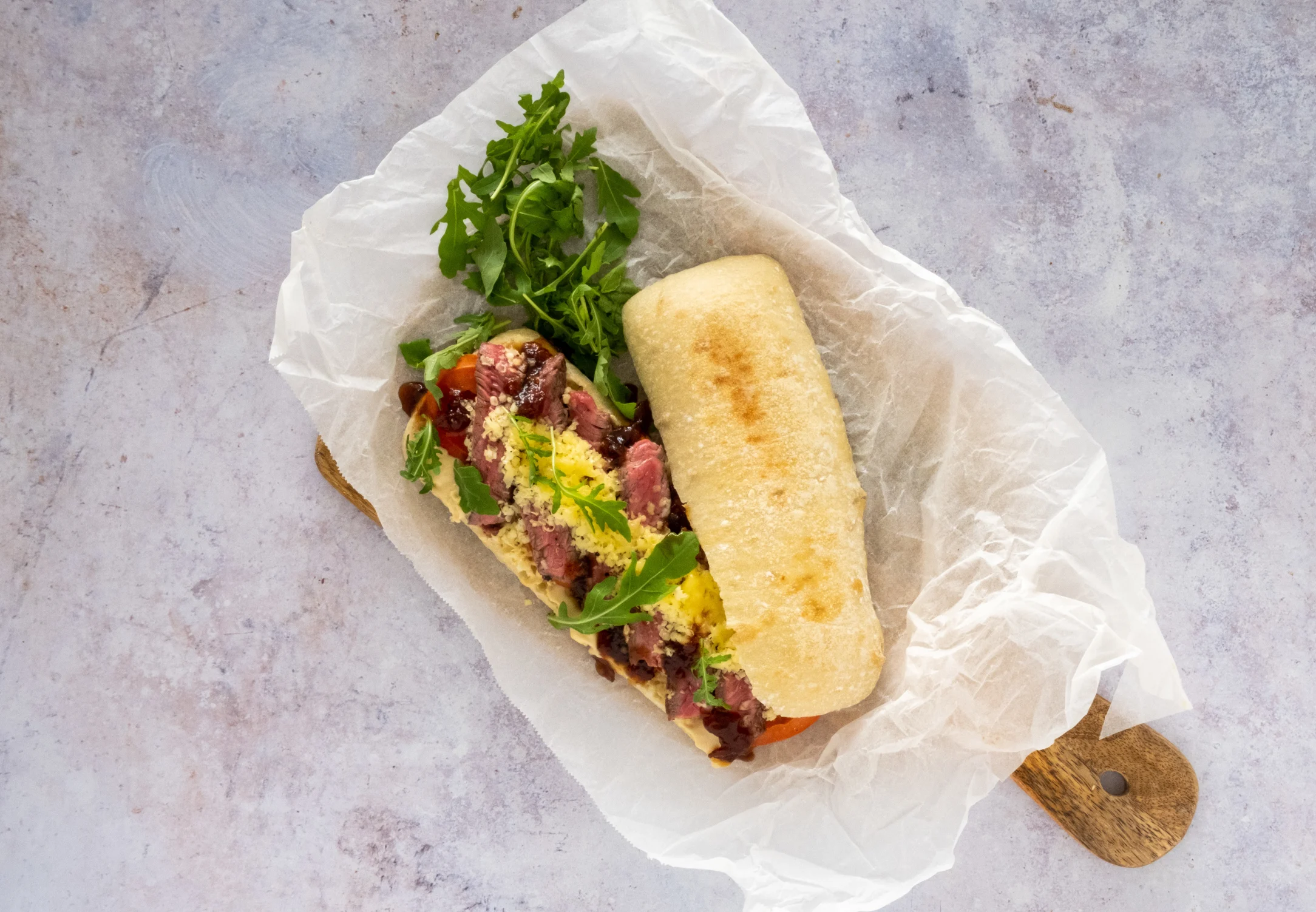 Quick Steak Sandwich with Rocket and Mature Cheddar