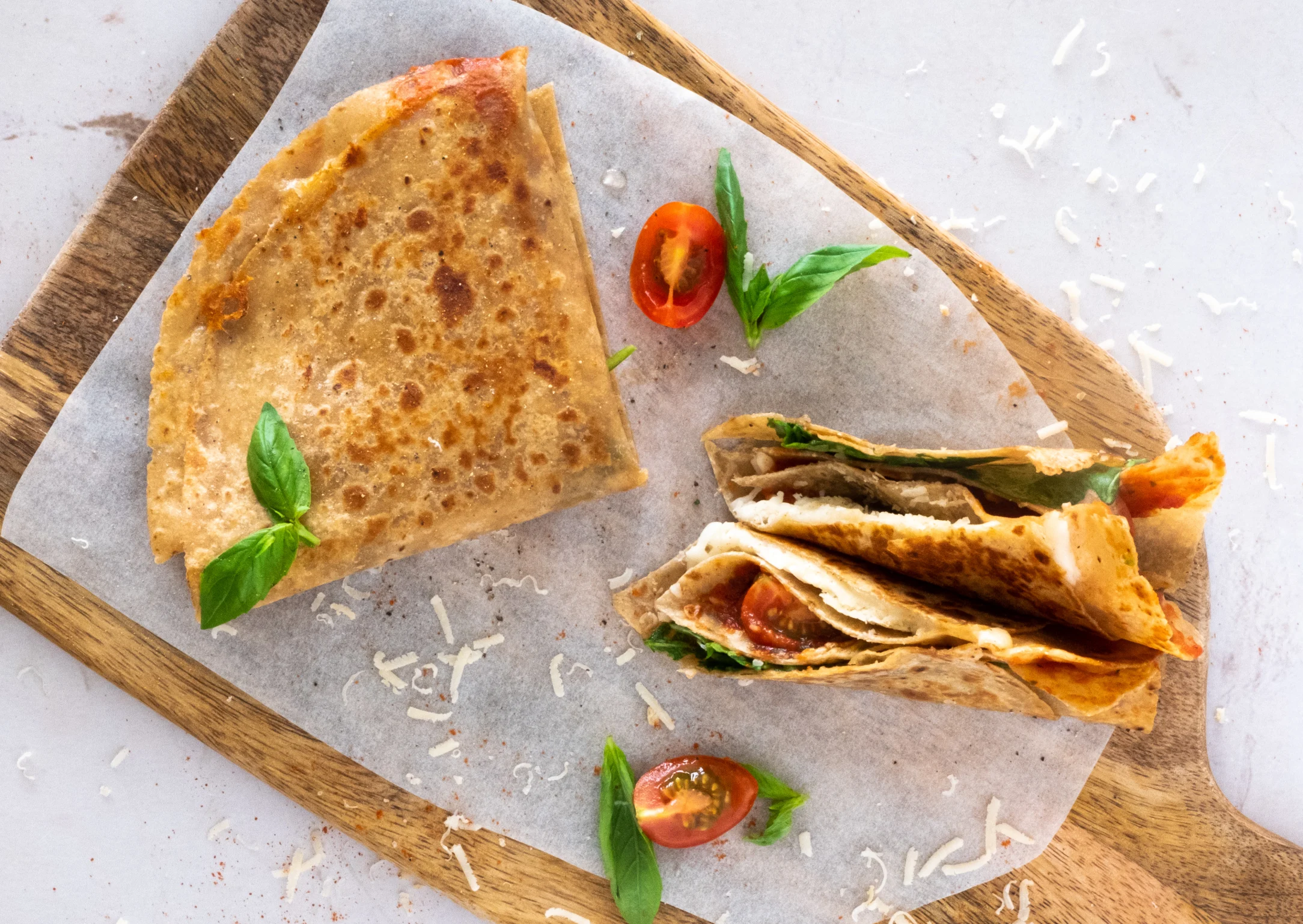 Tortilla Pizza Wraps with Tomatoes and Cheese