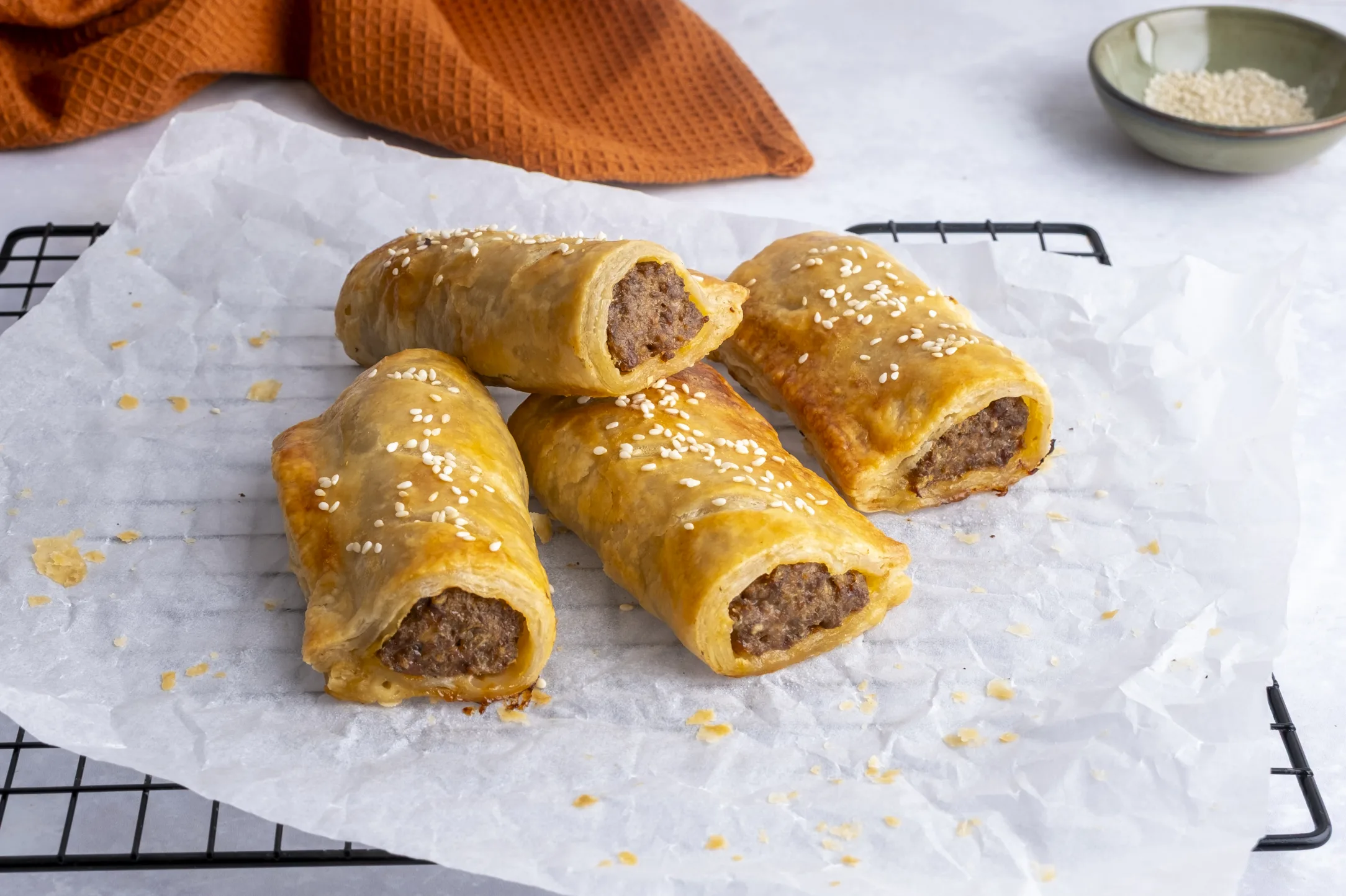 Beef Sausage Rolls with All-Butter Puff Pastry