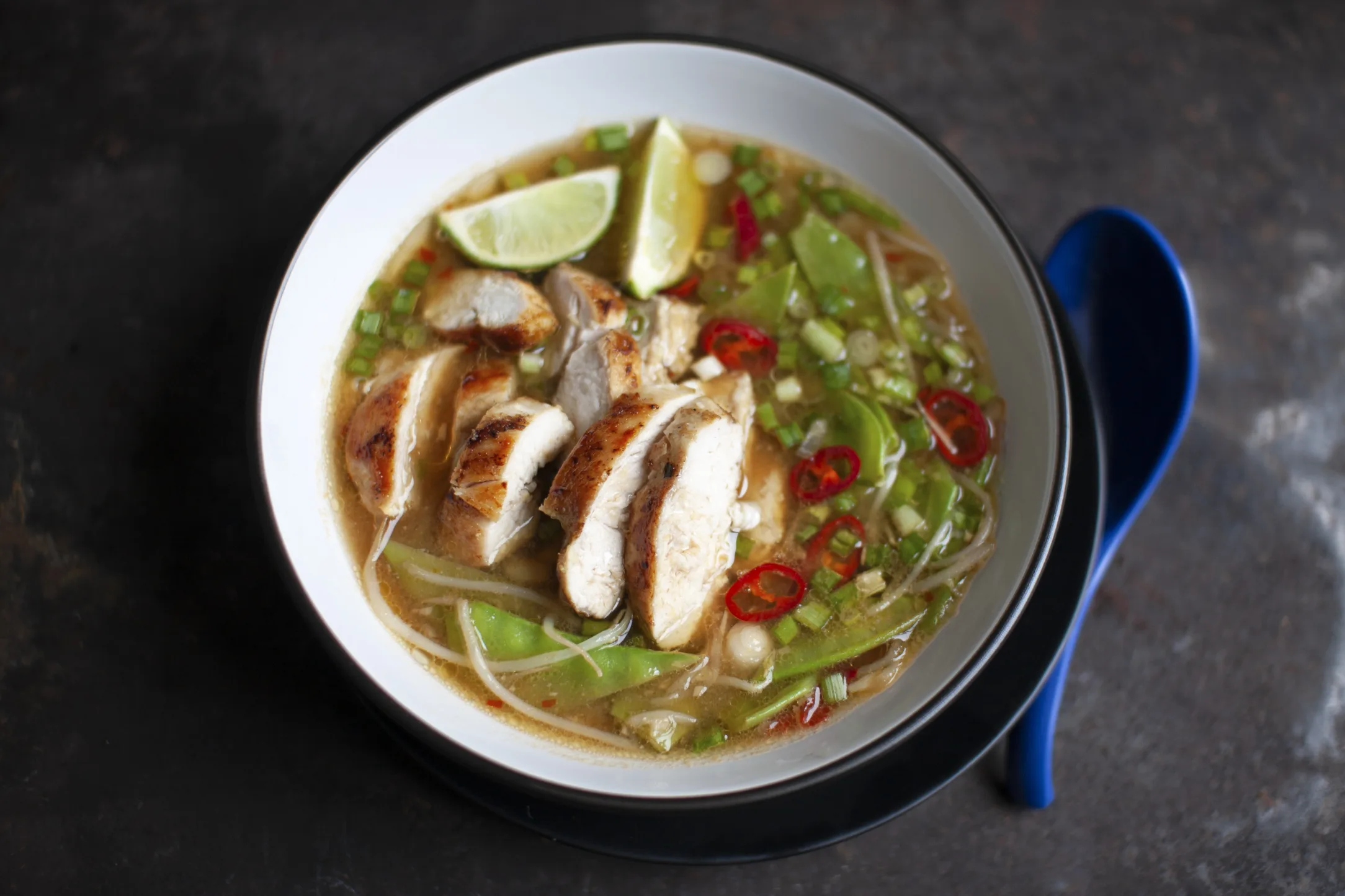 Chicken and Ginger Ramen with Snow Peas